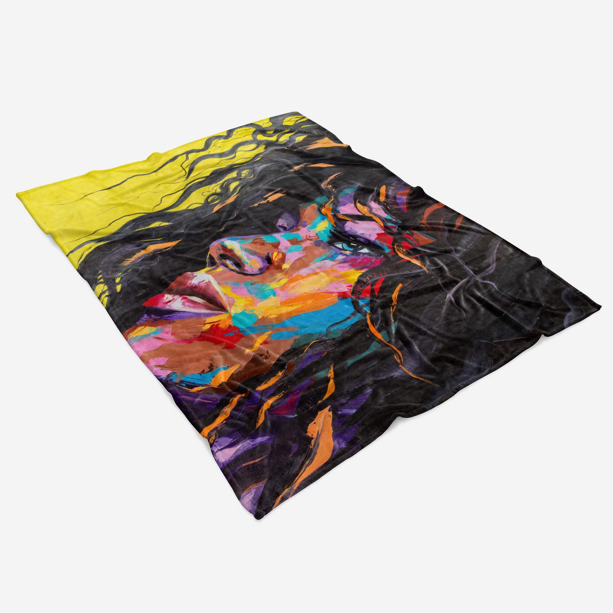 Sinus Art Handtücher Handtuch Strandhandtuch Baumwolle-Polyester-Mix Kuscheldecke mit Fotomotiv Handtuch Frauen Abs, Saunatuch (1-St), Porträt