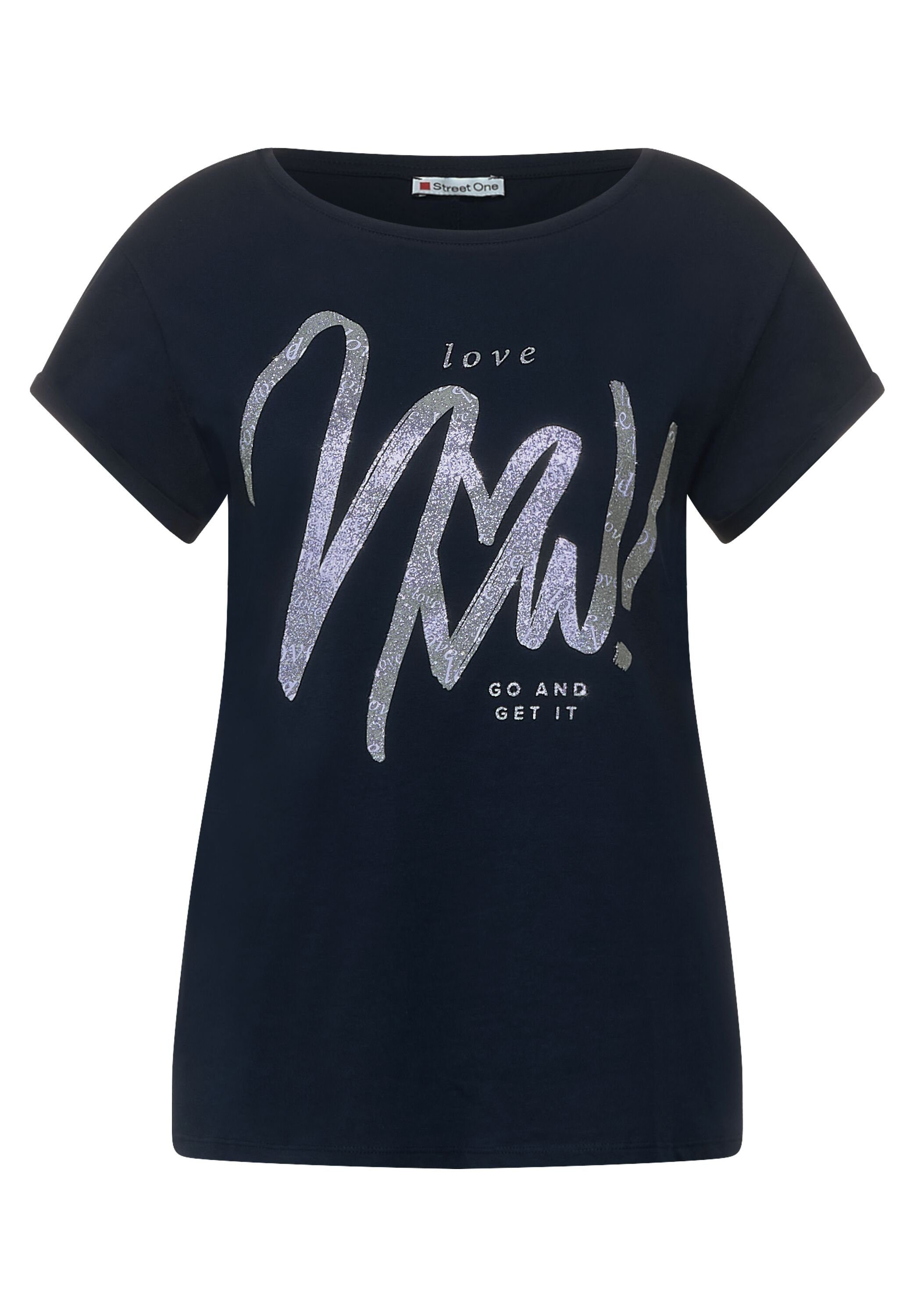 STREET ONE T-Shirt mit blue dekorativem Folien-Print grand