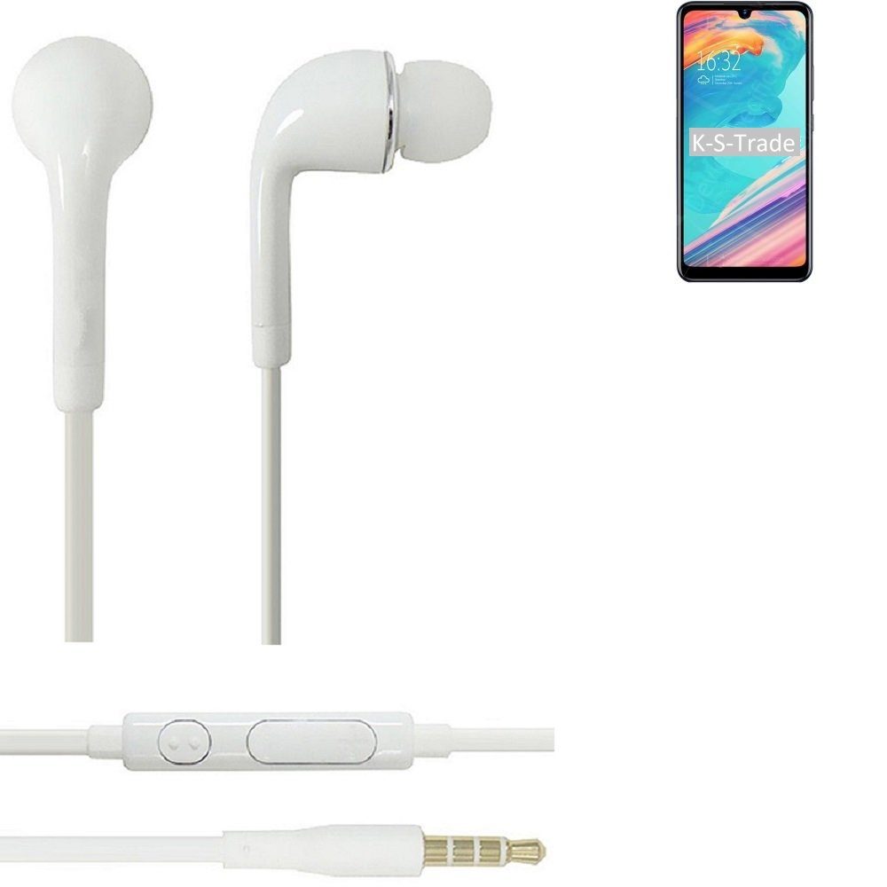 K-S-Trade für LG Electronics W10 Alpha In-Ear-Kopfhörer (Kopfhörer Headset mit Mikrofon u Lautstärkeregler weiß 3,5mm)