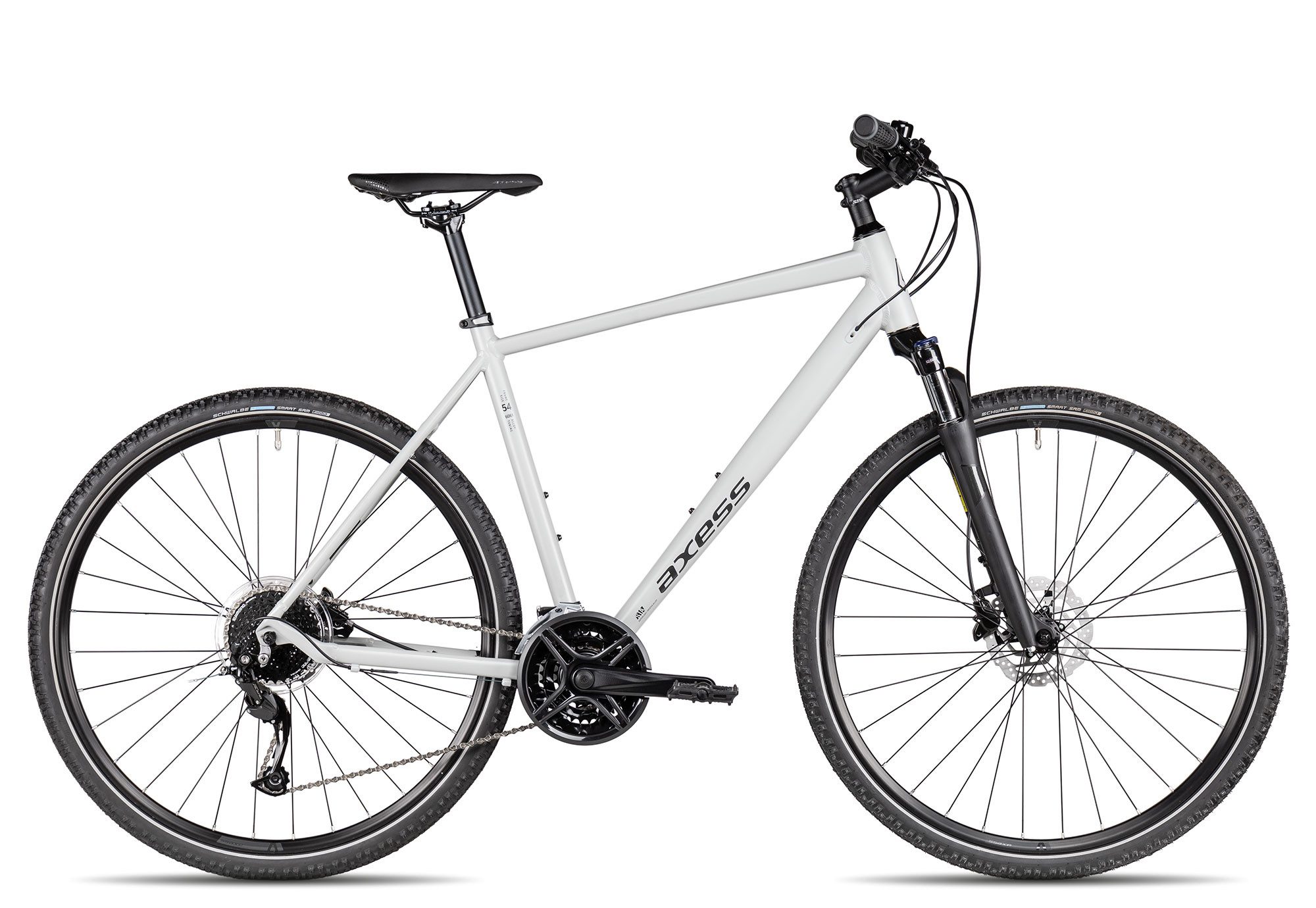 Axess Crossrad VERIS CROSS, 27 Gang Shimano RD-Alivio M3100-9 Schaltwerk, Kettenschaltung, hydraulische Scheibenbremse weiß