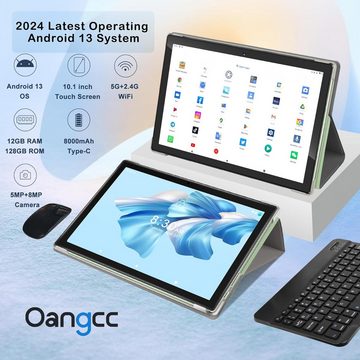 Oangcc (TF 1TB), 5G+2.4G WLAN, 2.0 Ghz 8 Core, 5+8MP, BT 5.0 Tablet (10", 128 GB, Android 13 OS, AGPS, 8000mAh, Widgets, GMS Certified Tablets mit Tastatur +Fall)