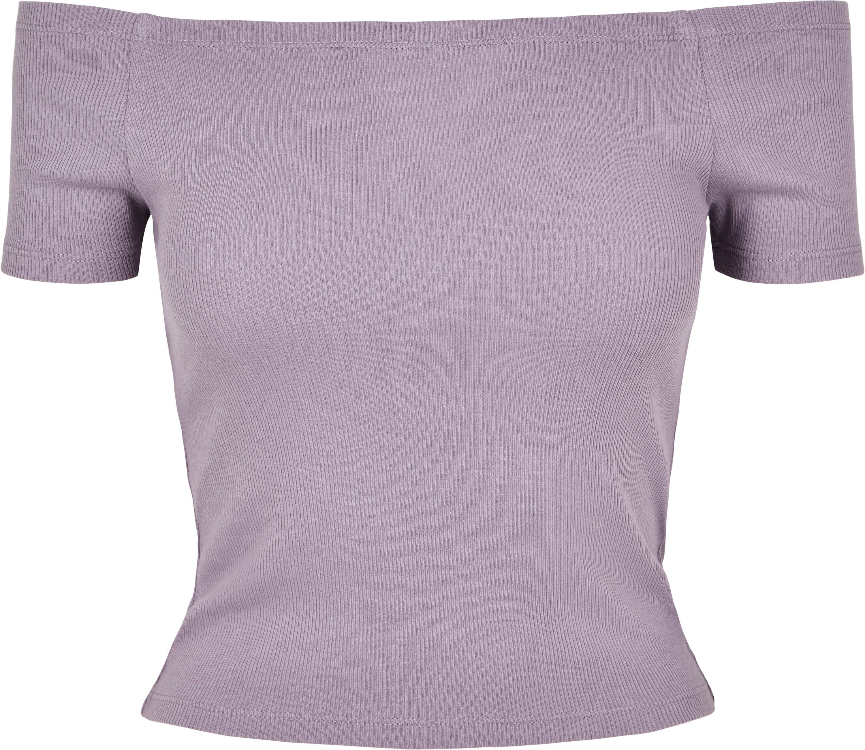 URBAN CLASSICS T-Shirt Damen Ladies Off Shoulder Rib Tee (1-tlg) dustypurple | T-Shirts