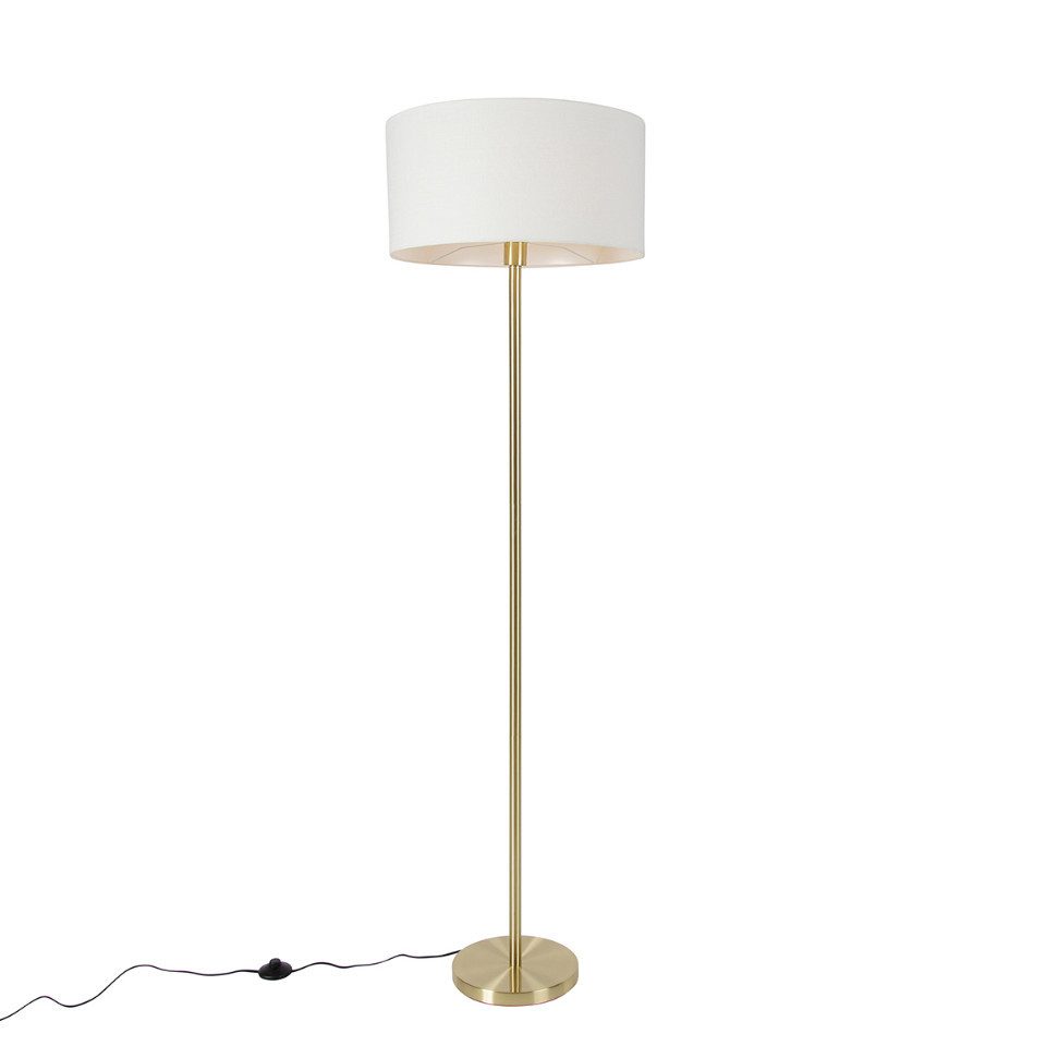 Qazqa Stehlampe Simplo stof, ohne Leuchtmittel, E27, Gold/Messing, Design, günstig online kaufen