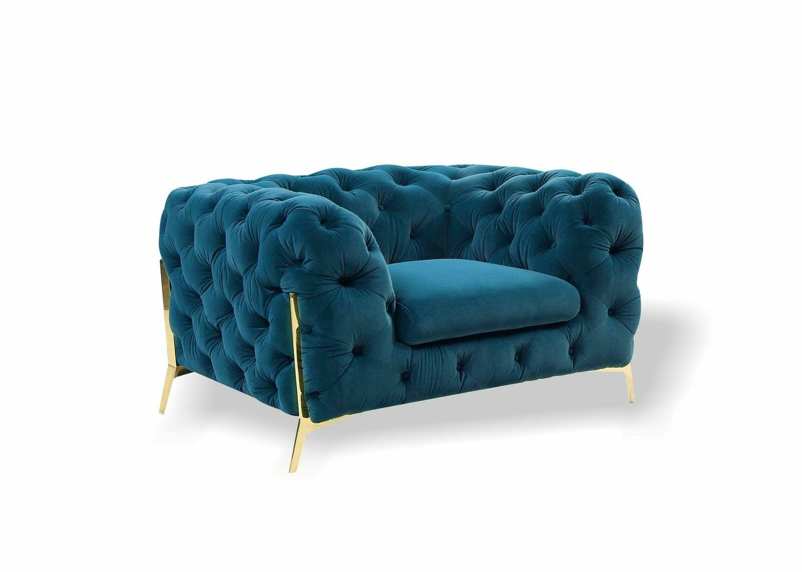 Couch Couch in Sitzer Chesterfield 1 Ohrensessel (Sessel), JVmoebel Made Sofa Blau Polster Sessel Ohrensessel Europe