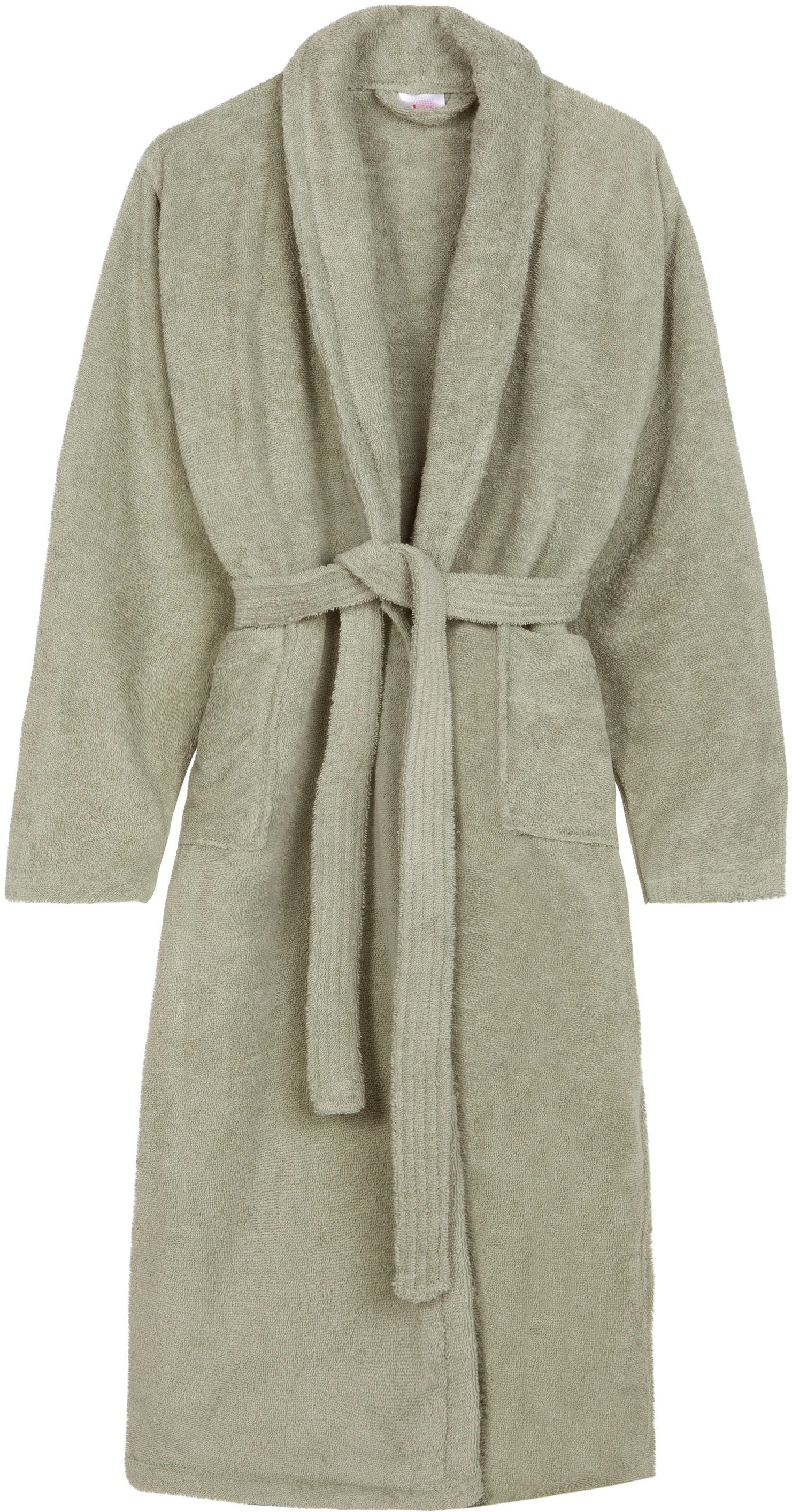 hip Bademantel Hip Bathrobe uni, Midilänge, Walkfrottee, Schalkragen, Gürtel, Schalkragen, Gürtel, Taschen, Damen & Herren, Velours, Glanz