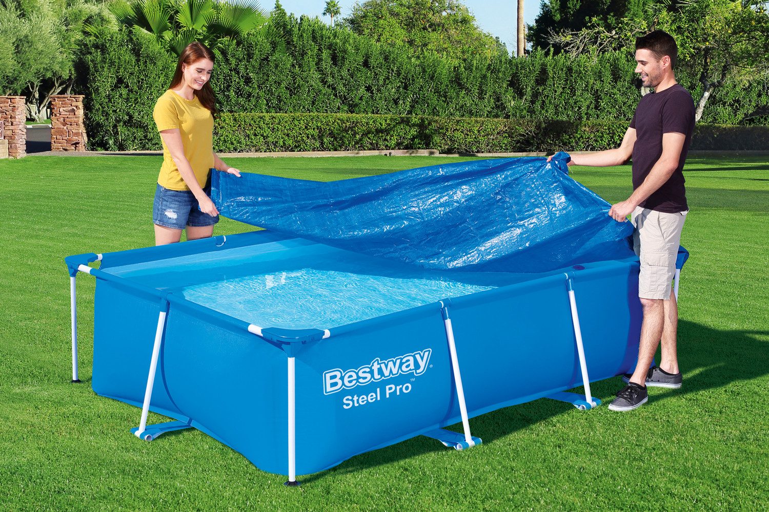 Bestway Pool-Abdeckplane 264 x 174 cm (Packung, 1-St), blau, eckig