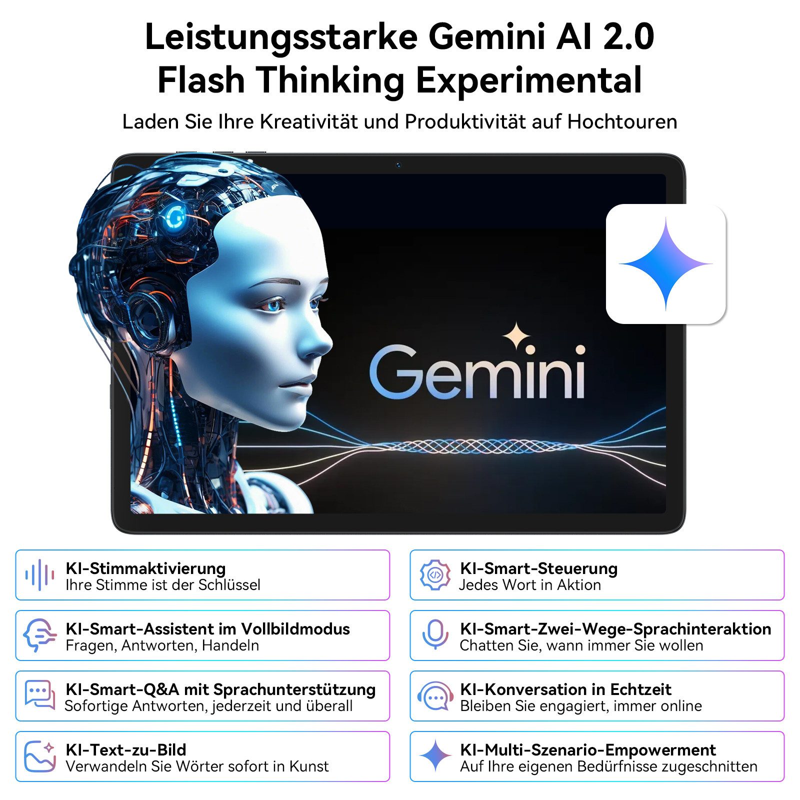 TABWEE 10" Android 16 256GB WiFi mit Tastatur/Maus/Stift Tablet (10", 256 GB, Android16, Android 16, mit Stift/Maus/Tastatur, Gemini Al Magic) – Bild 4 von 5