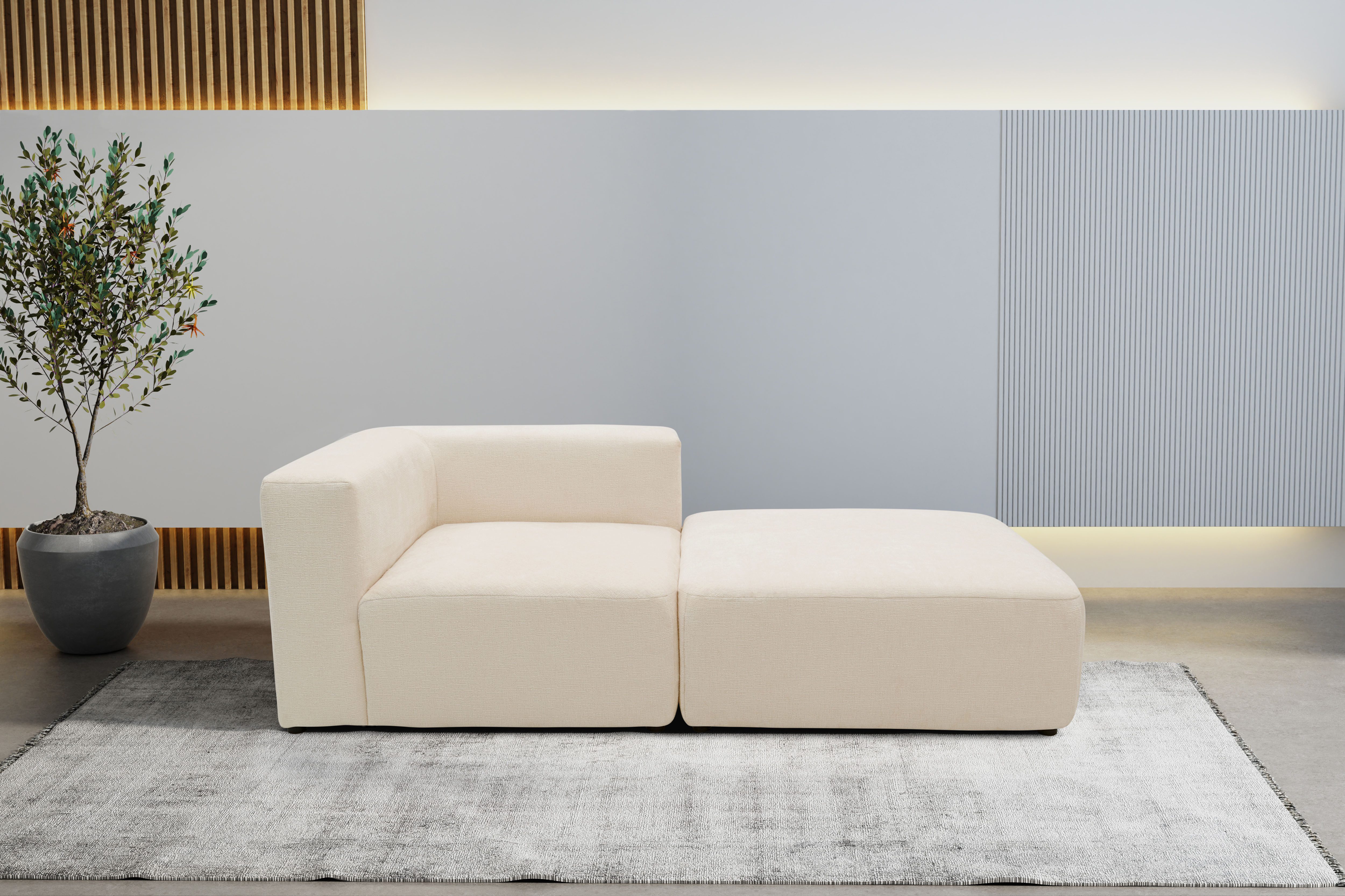 Sofa-Eckelement Utvik bestehend aus Eckelement und Hocker