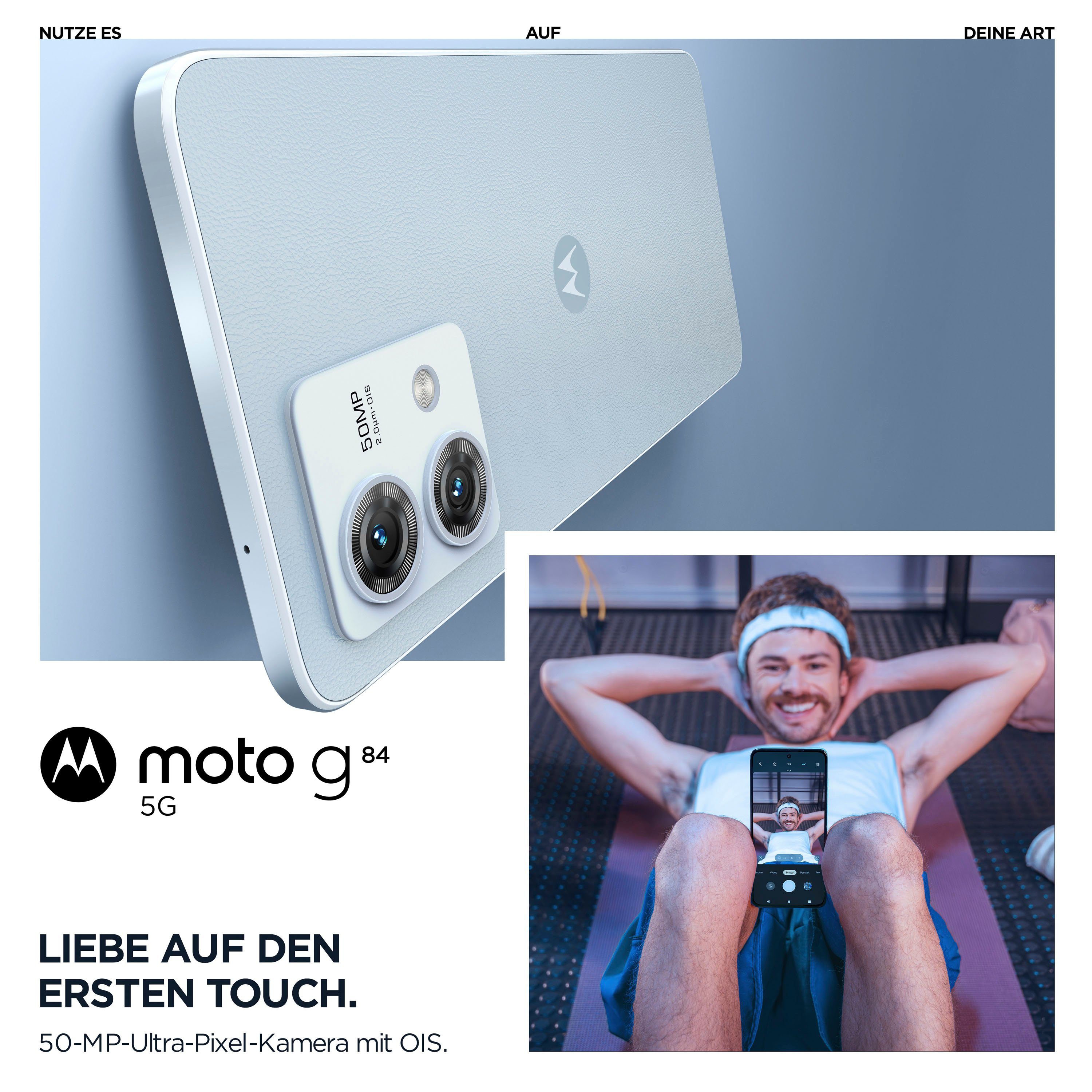 Motorola g84 Smartphone (16,64 cm/6,55 Kamera) Zoll, Blau Glacier MP 50