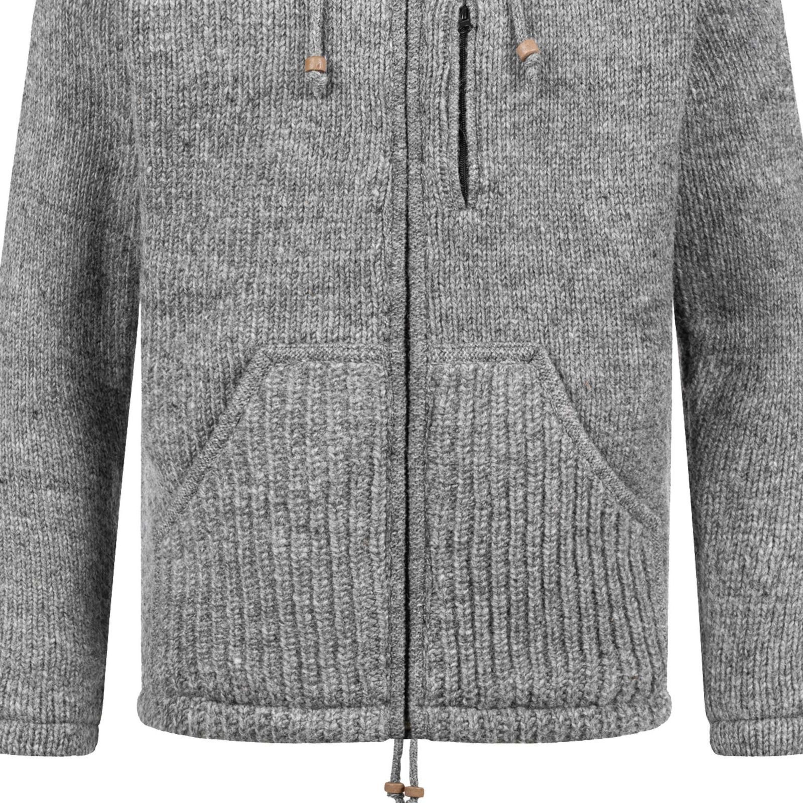 KUNST UND MAGIE Strickjacke Herren Strickjacke Schurwolle Klassich Nordisch +Kapuze