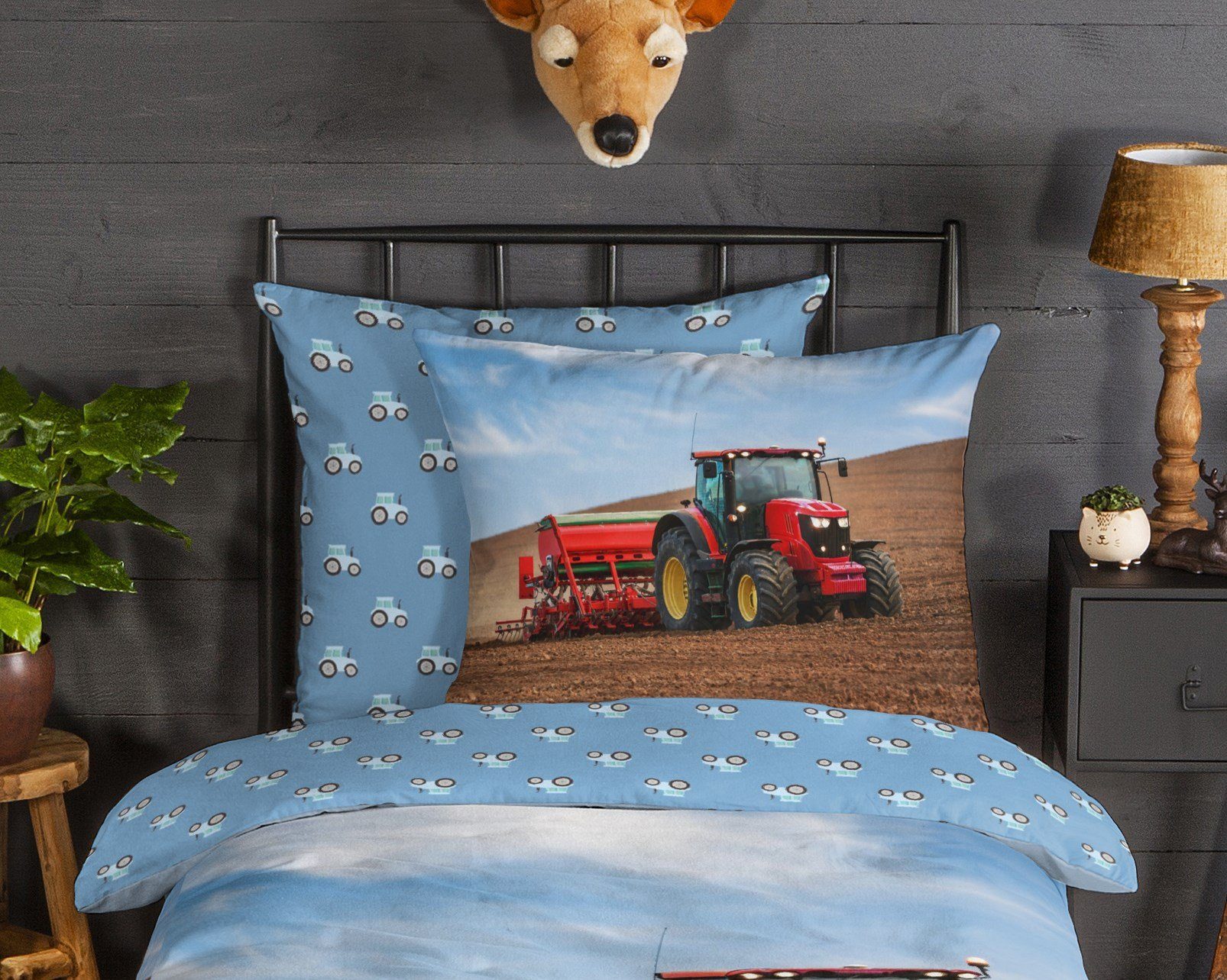 good morning Bettwäsche Biber Bettwäsche 135 X 200 cm + 1 x 80 X 80 cm Tractor bunt, Biber, bettwäsche 135x200 baumwolle 135x200 bettwäsche bettbezug