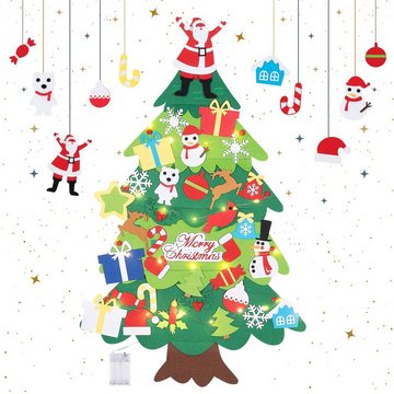 Homewit Künstlicher Weihnachtsbaum Filz Weihnachtsbaum Kinder DIY Filz Tannenbaum mit Beleuchtung, Weihnachtsdeko mit 34 Stück Abnehmbaren Dekoration