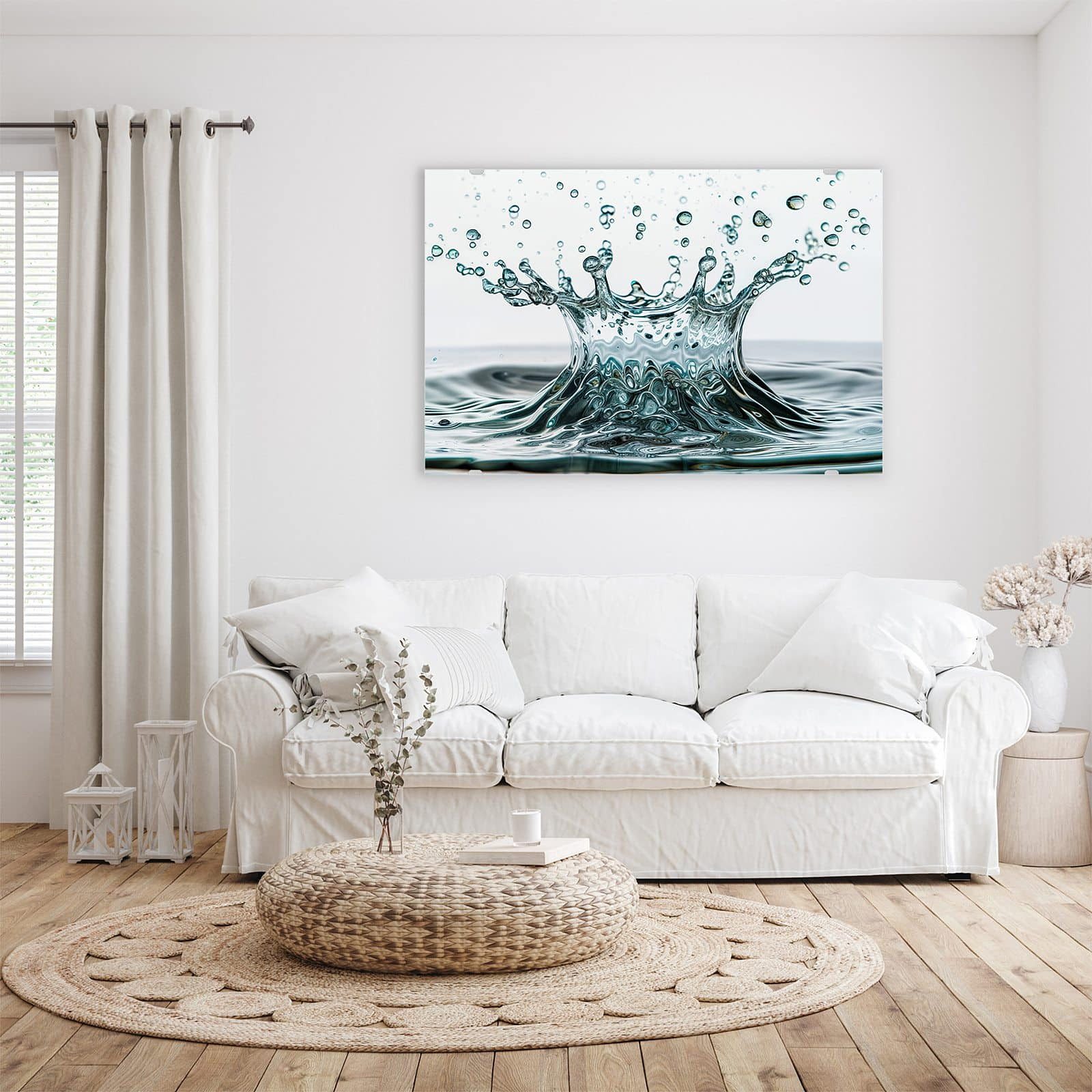 Primedeco Glasbild Wandbild Wassertropfen Splash mit Aufhängung, Strand & M günstig online kaufen