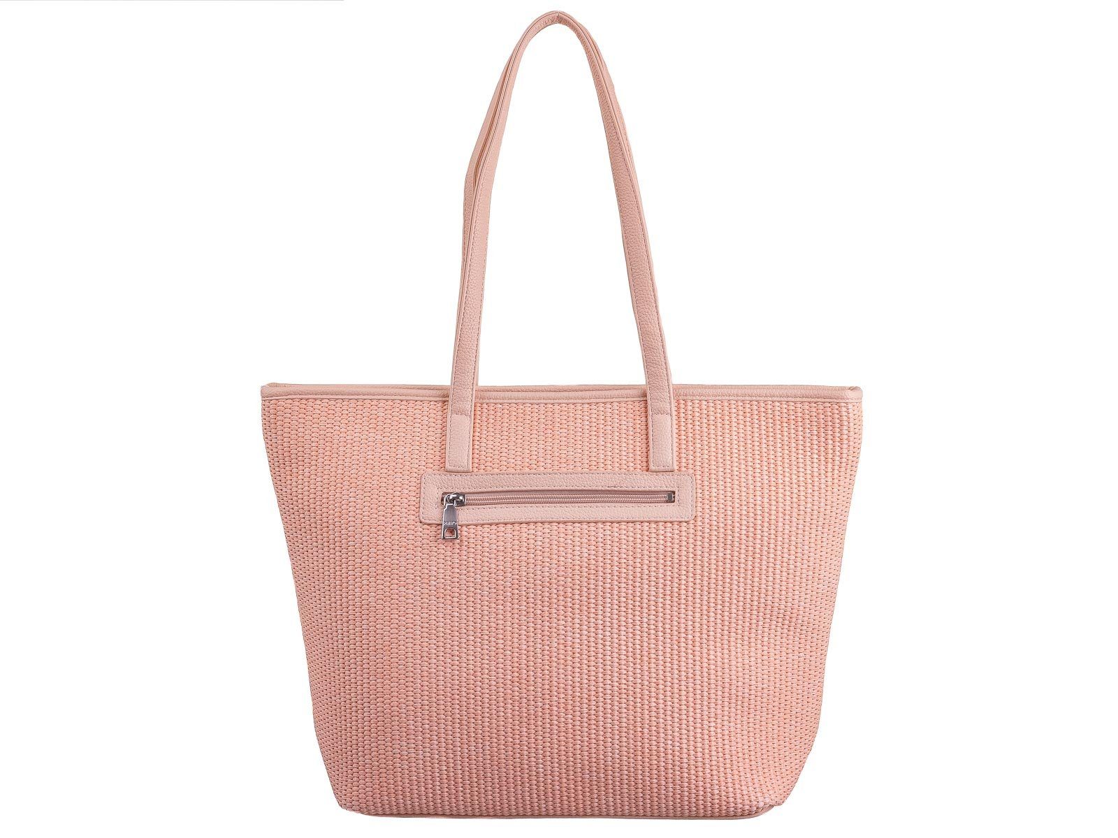 Prato Handtasche (1-tlg), Shopper Joyce LM rose Stroh-Look XL Handtasche