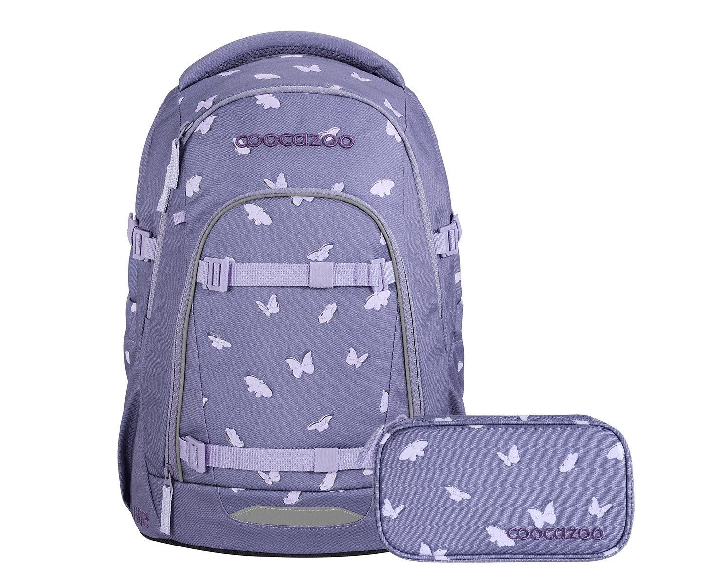 coocazoo Schulranzen Schulrucksack-Set MATE Reflective Wings 2-teilig (2-teilig), ergonomisch, Körpergröße: 135 - 180 cm, Easy-Grow-System