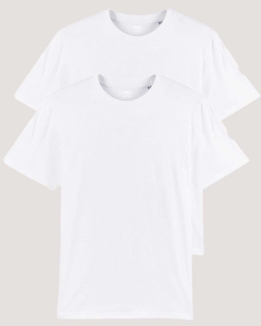YTWOO T-Shirt 2er Pack, Männer T-Shirt Basic, schwere Bio-Baumwolle, 220g/m² Weiß