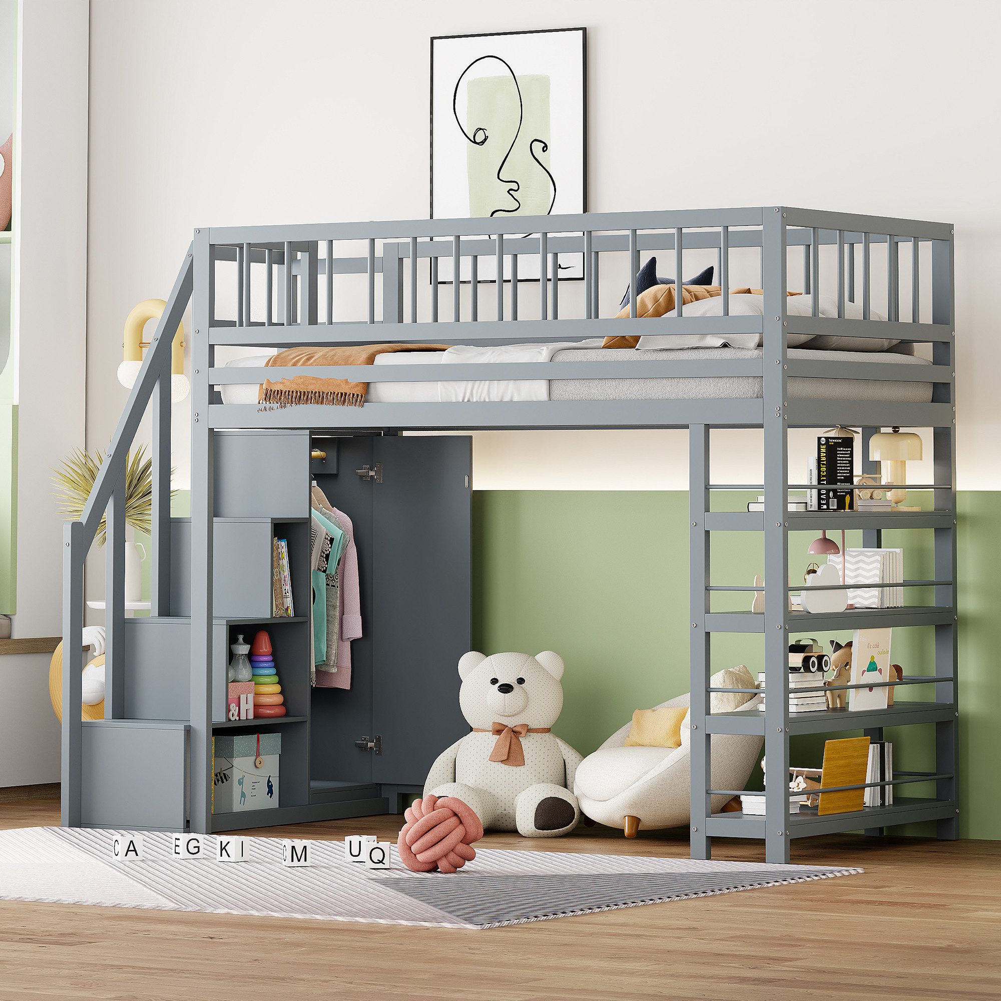Odikalo Kinderbett Hochbett 90 x 200cm, günstig online kaufen