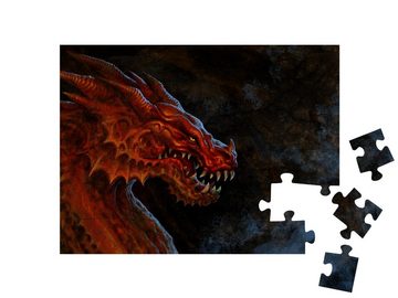 puzzleYOU Puzzle Fantasy-Illustration: Imposanter Roter Drache, 48 Puzzleteile, puzzleYOU-Kollektionen Drache, Tiere aus Fantasy & Urzeit