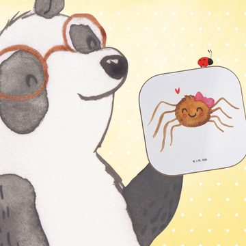 Mr. & Mrs. Panda Getränkeuntersetzer Spinne Agathe Freude - Weiß - Geschenk, Glasuntersetzer, Merchandise, 1-tlg., Liebevolle Motive
