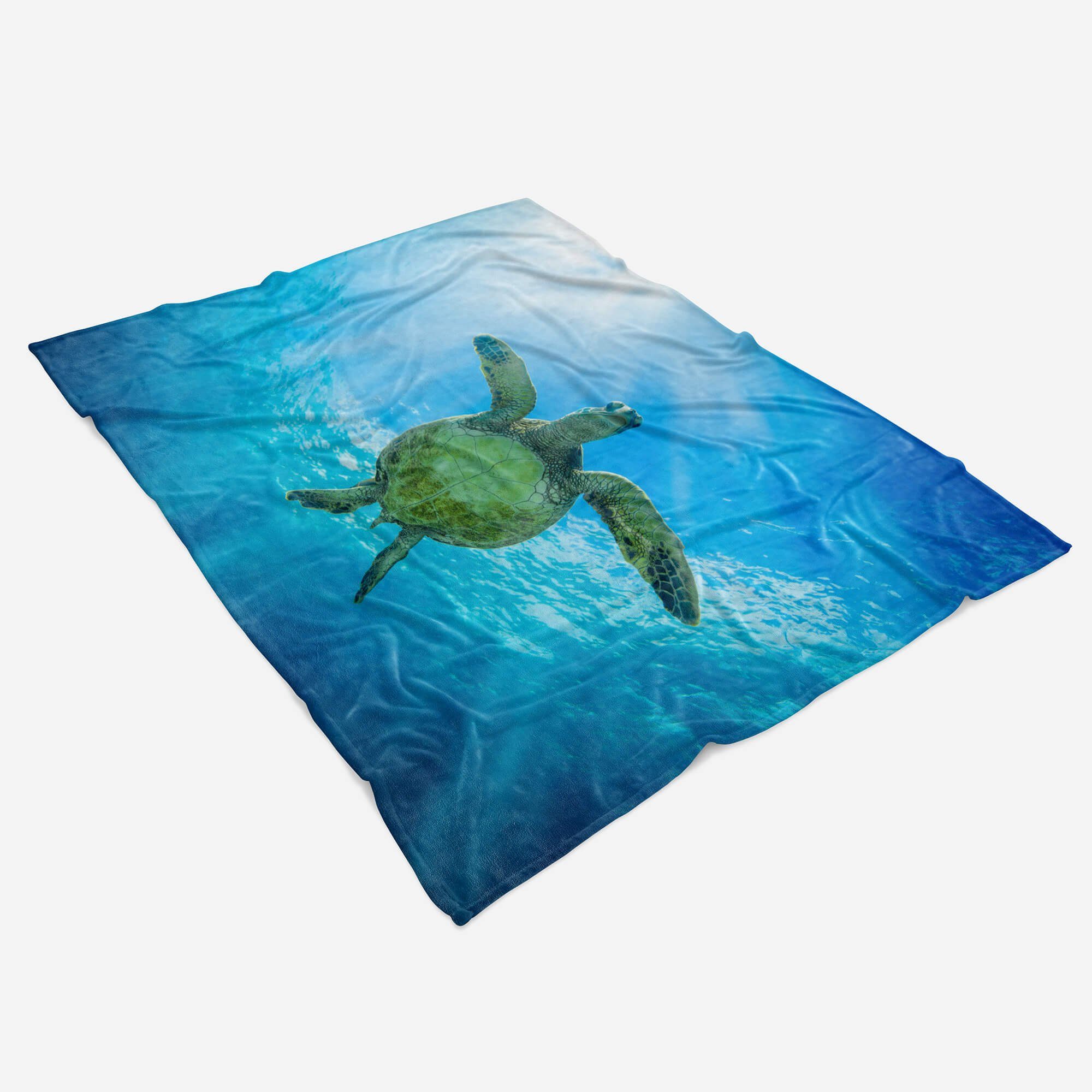 Seeschildkröte mit Handtuch Tiermotiv Handtücher Handtuch Kuscheldecke Saunatuch Baumwolle-Polyester-Mix unt, Strandhandtuch Sinus (1-St), Art