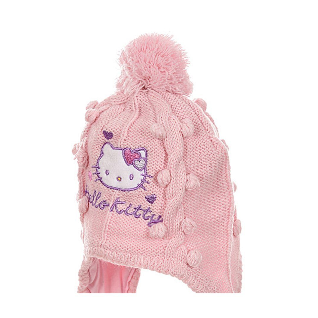Hello Kitty Strickmütze Babymütze Monate 6-12 Jersey mit Futter Rosa