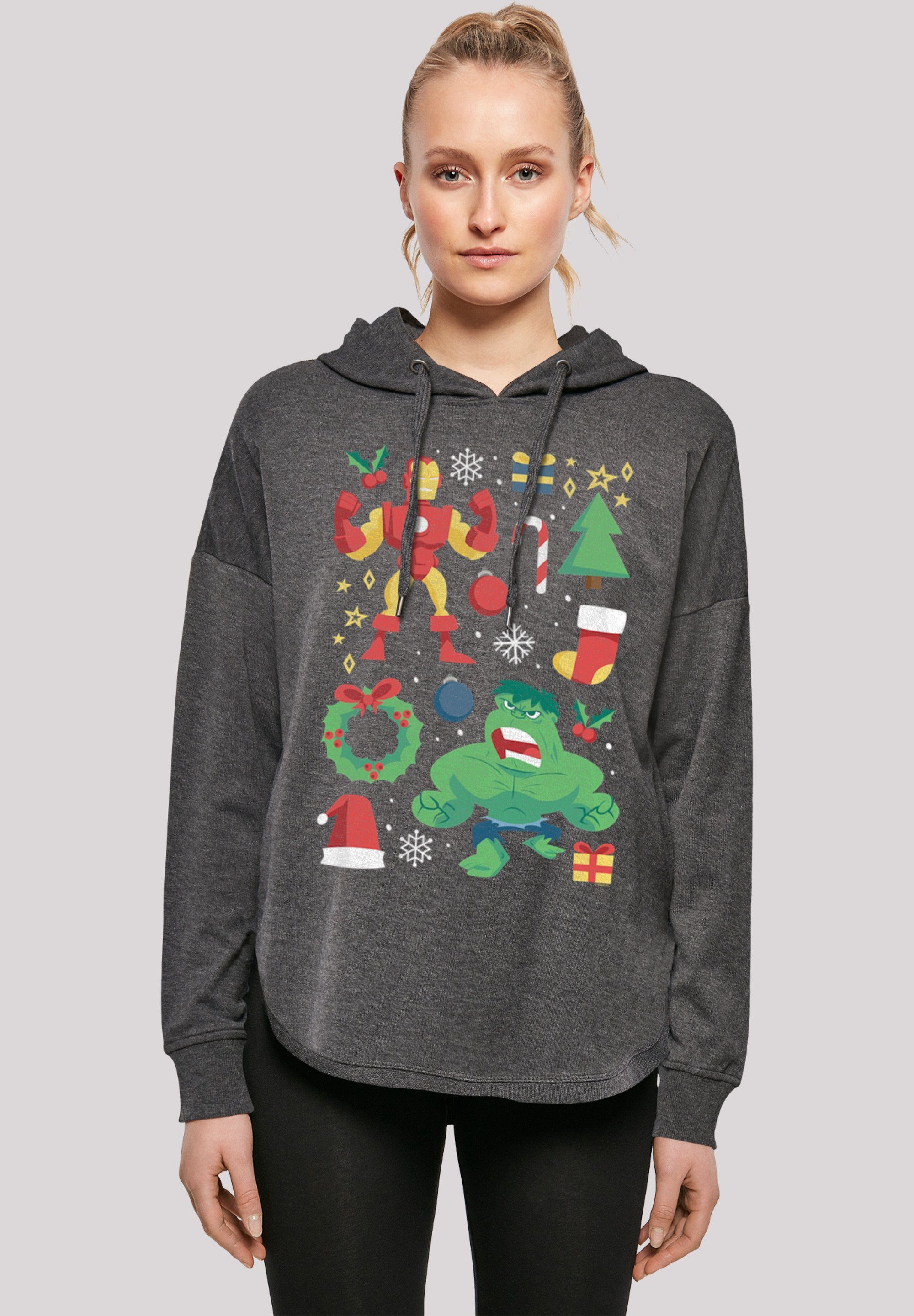 F4NT4STIC Kapuzenpullover Marvel Universe Iron Man und Hulk Christmas Print charcoal