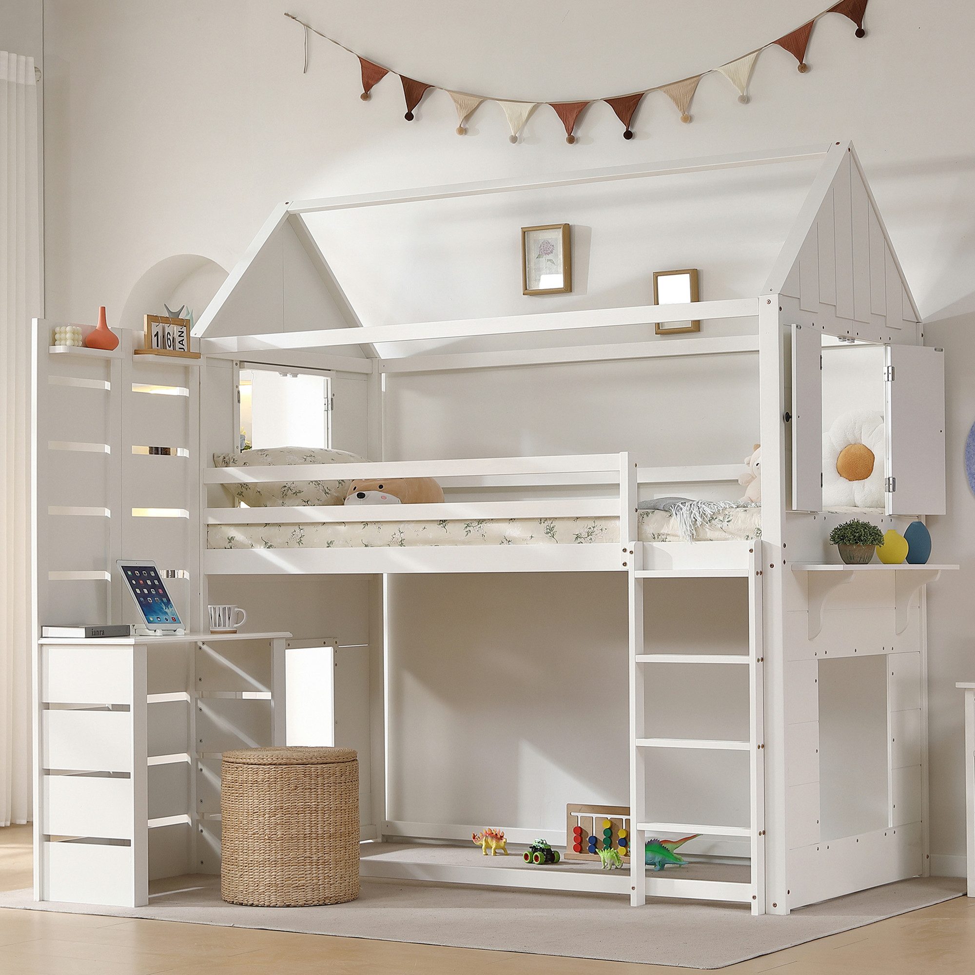 Flieks Etagenbett, Kinderbett Hausbett 90x200cm mit günstig online kaufen