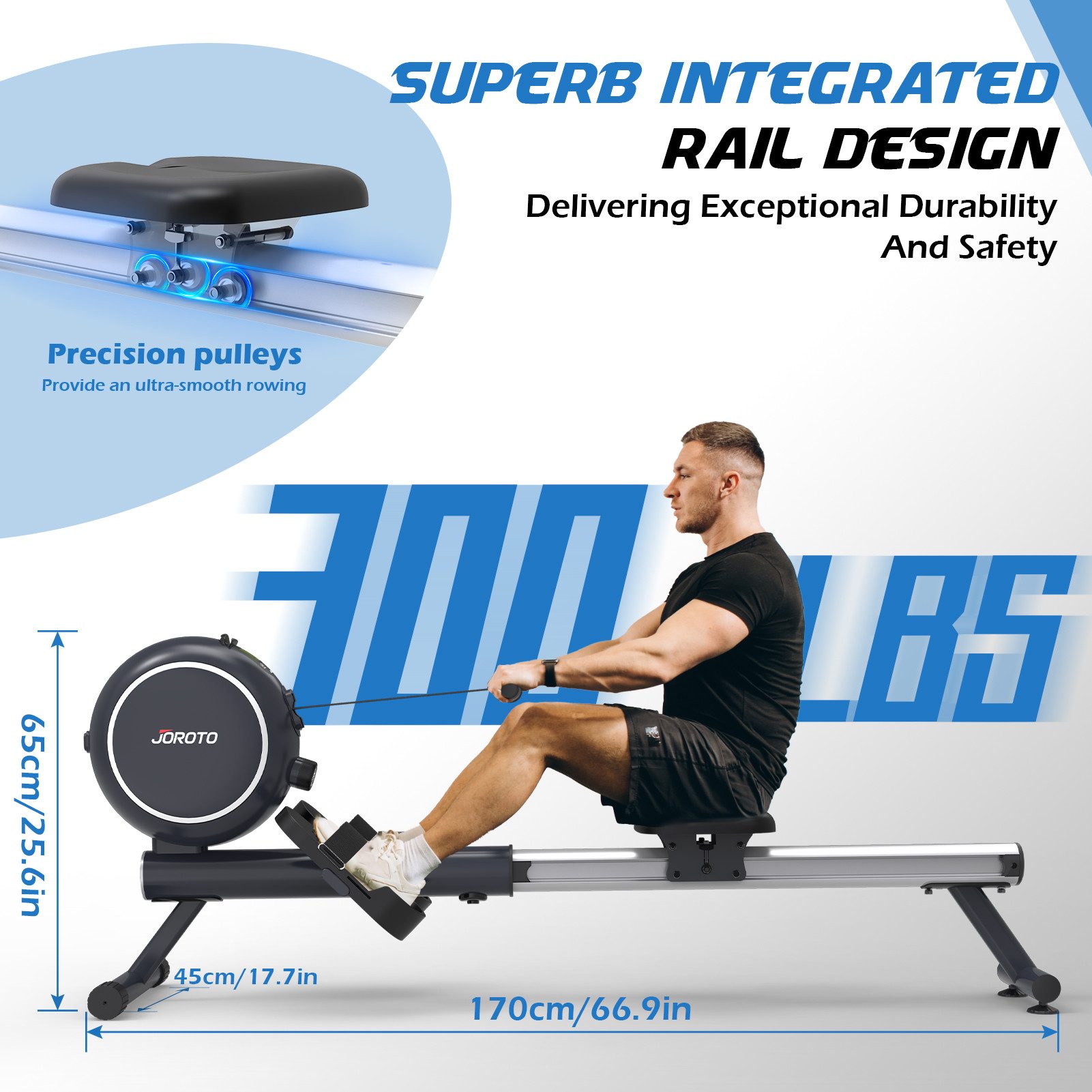 JOROTO Rudergerät JOROTO Rudergerät 8 Stufen, 140 kg Tragfähigkeit, Bluetooth