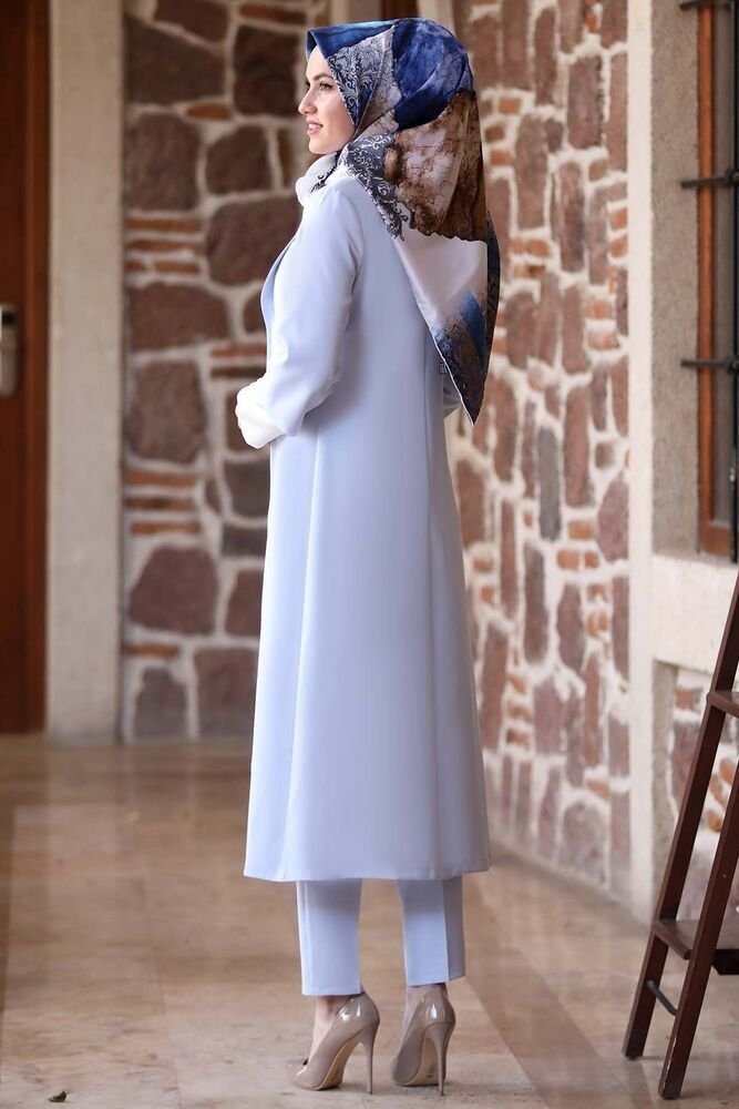 fashionshowcase Hosenanzug 3-teilig Damen Long Blazer Hose und Tunika - Modest Fashion Outfit (Set, Outfit) 3/4-Ärmel