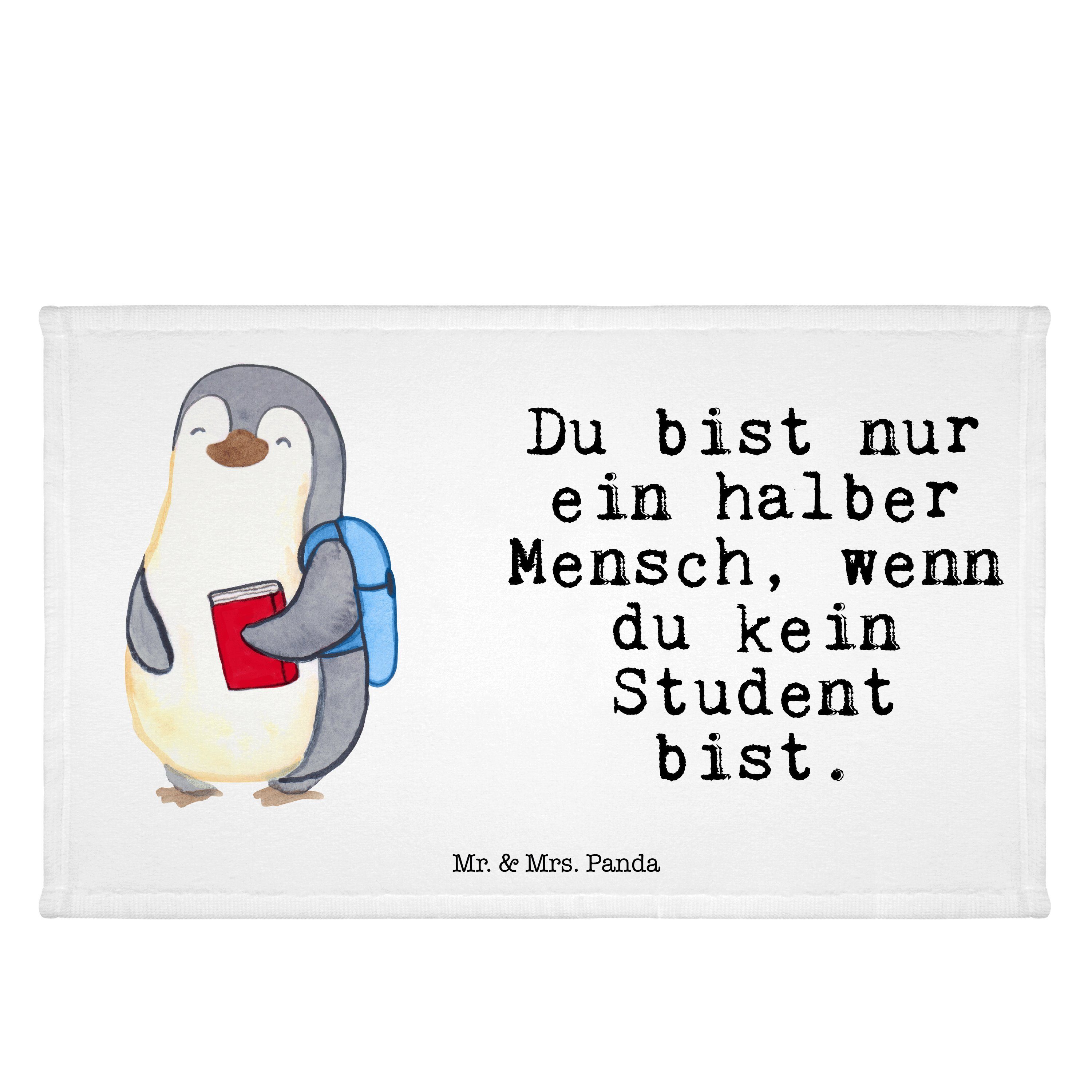 Mr. & Mrs. Panda Handtuch Student mit Herz - Weiß - Geschenk, Schenken, Dankeschön, Frottier, G, (1-St)