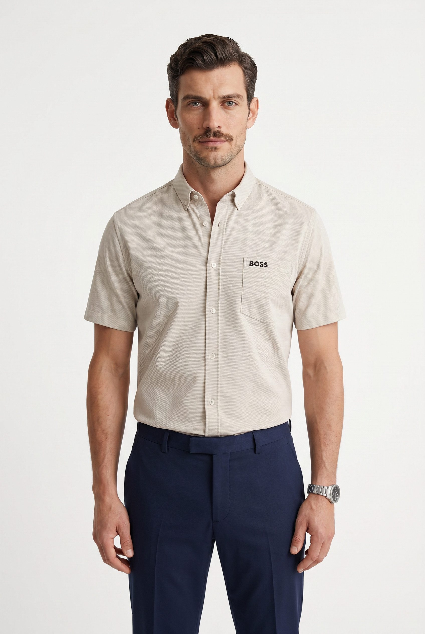 BOSS Green Kurzarmhemd Motion S Regular Fit, Button-down-Kragen, Kurzarm, Logo-Stickerei