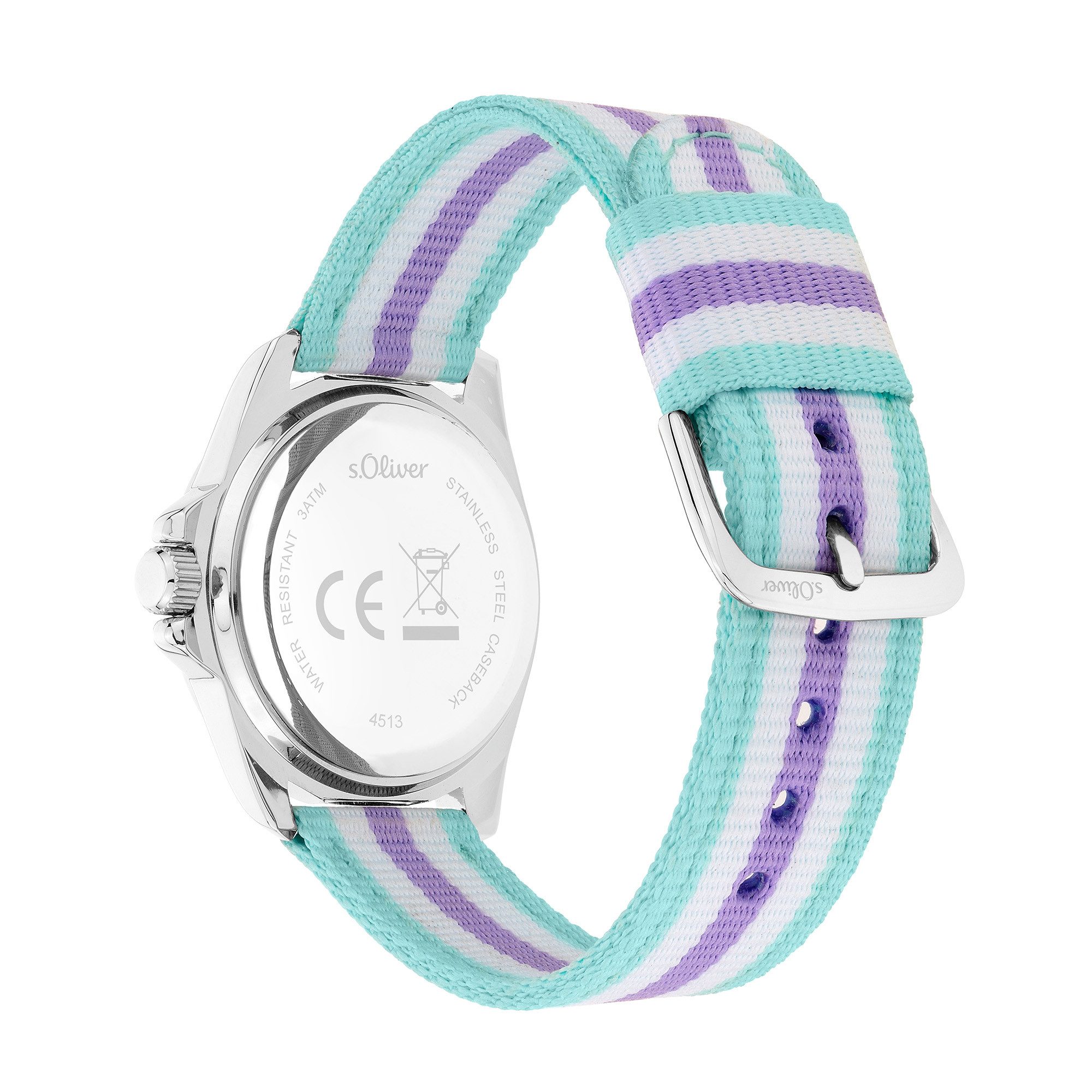 s.Oliver Quarzuhr Color Stripes SO-4513-LQ, Armbanduhr, Kinderuhr, Mädchen, analog