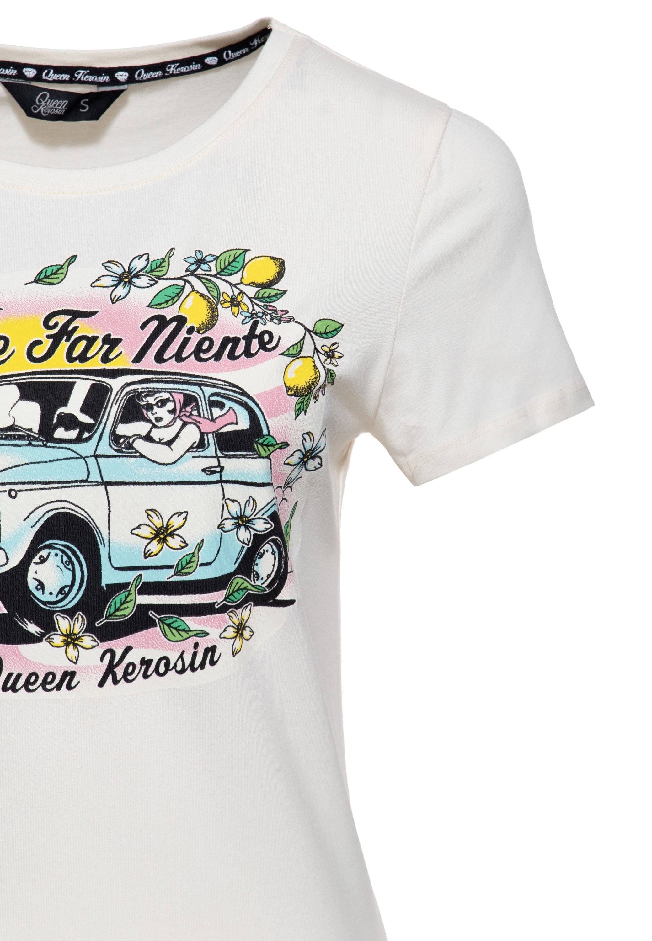 QueenKerosin Print-Shirt Dolce Far Niente (1-tlg) Frontprint mit mediterranem Urlaubsflair