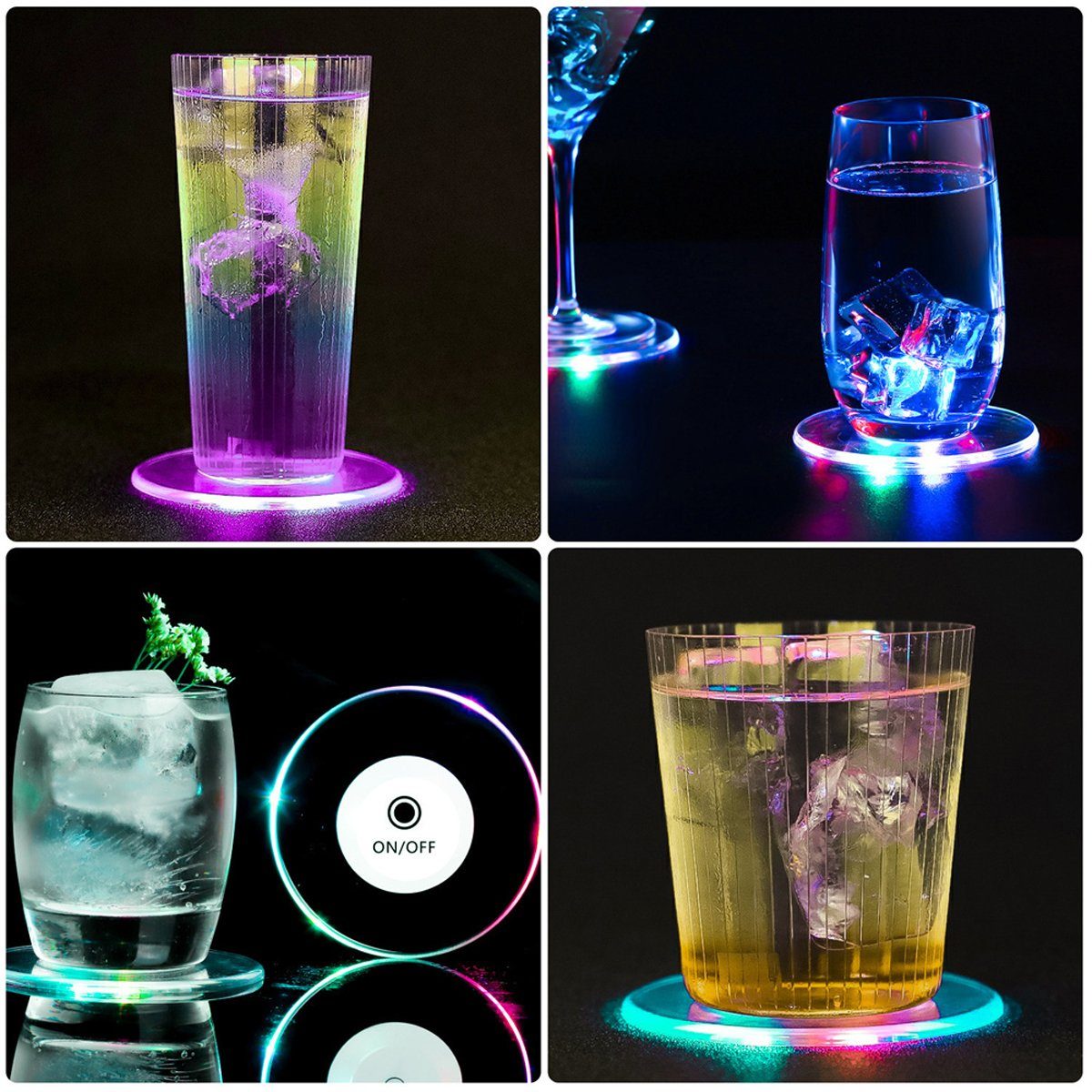 Bar Bunt Transparent1 Glasuntersetzer für Jormftte Partys Hochzeiten Weihnachten Leuchte LED Untersetzer