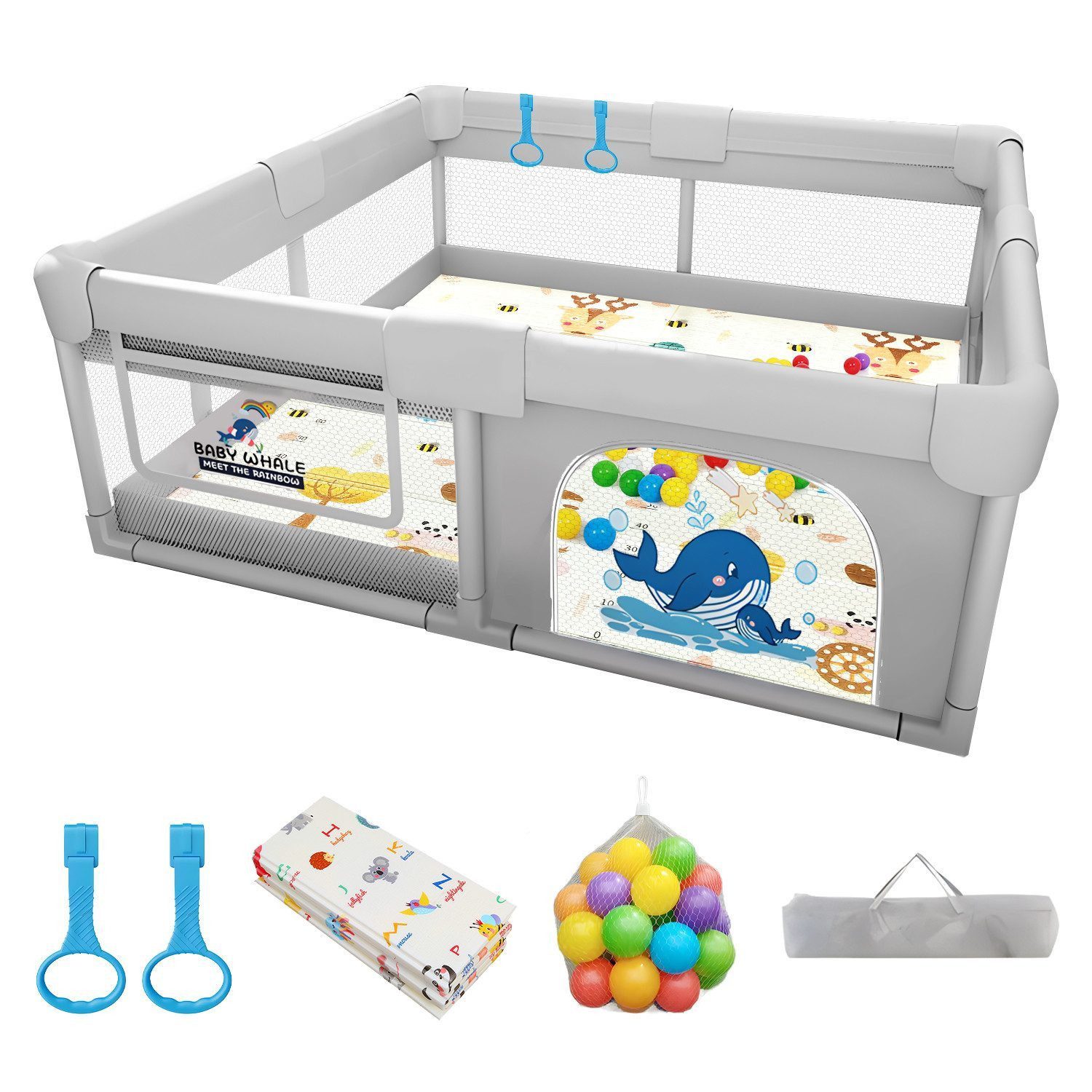 SEHAUSEU Laufgitter Laufstall Baby Krabbelgitter mit Spielmatte 1,5m×1,8 m/ günstig online kaufen