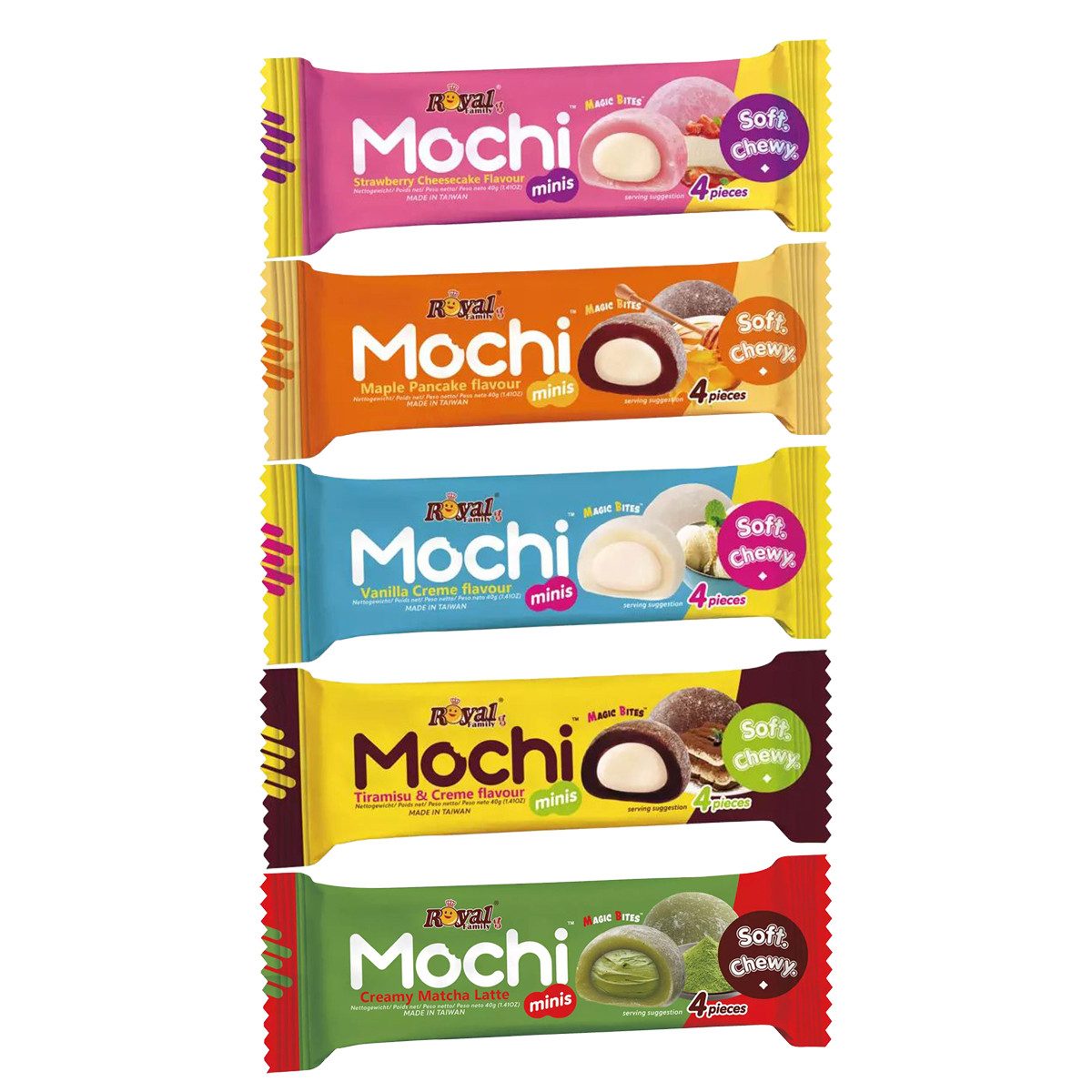 Royal Family Kuchen, Royal Family Mochi Snackprobierpack Mix Soft Chewy 5x40g 200g