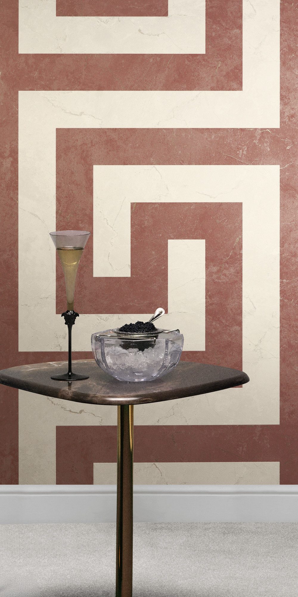 Versace Vliestapete Versace 6 Greek –, geprägt, 3D-Optik, Barock, Motiv, (1 St), Grafisches Mäandermuster mit mattem Glanz & feiner Struktur