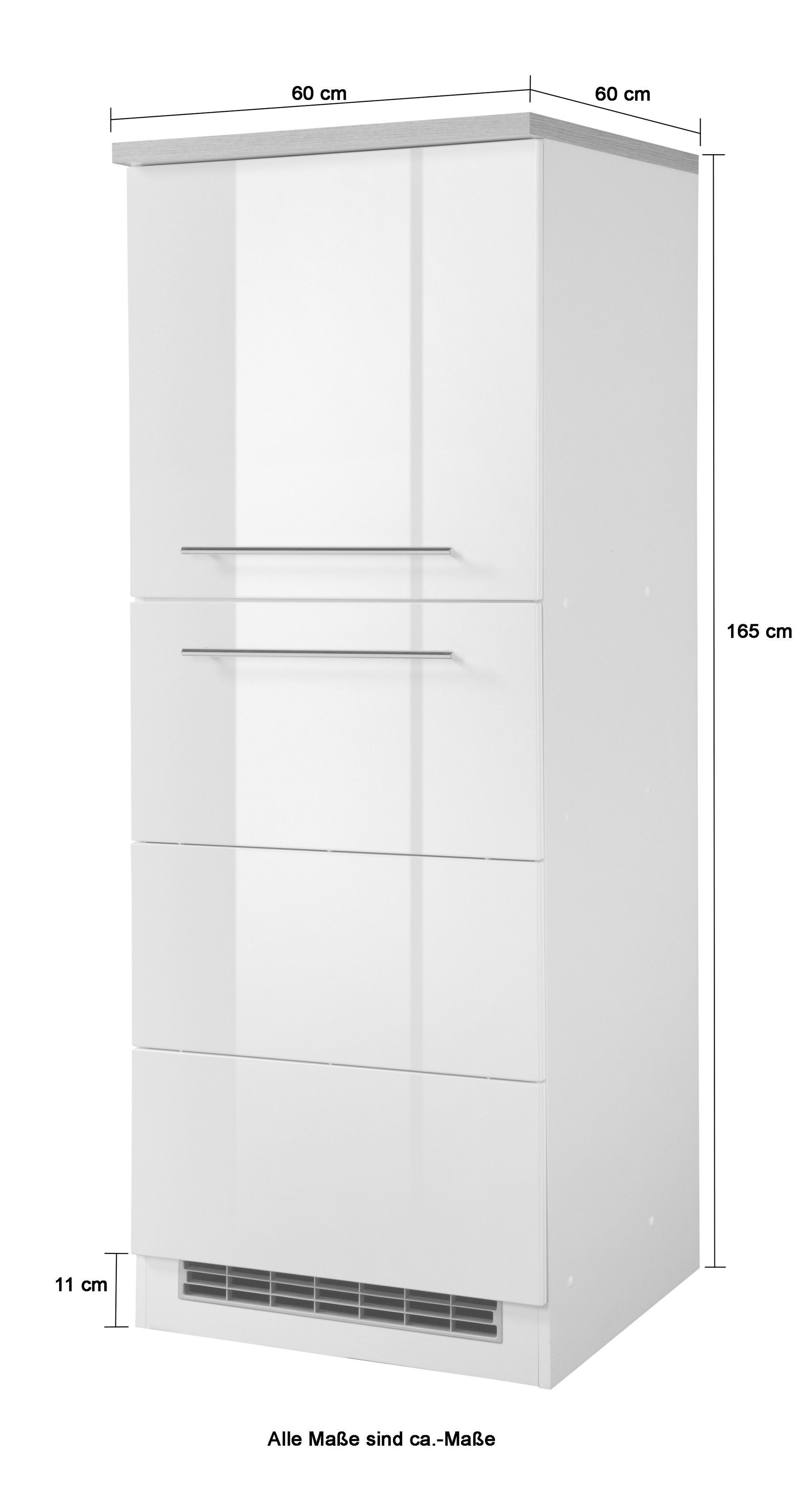 HELD MÖBEL Kühlumbauschrank Einbaukühlschrank grau grafitgrau 60 | cm breit, für Hochglanz Wien
