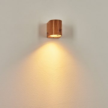 hofstein Außen-Wandleuchte moderne Außenlampe aus Aluminium/Glas in Holzoptik/Braun/Klar, ohne Leuchtmittel, Wandlampe für außen mit tollem Lichteffekt, Höhe 8 cm, IP44, 1 x GU10