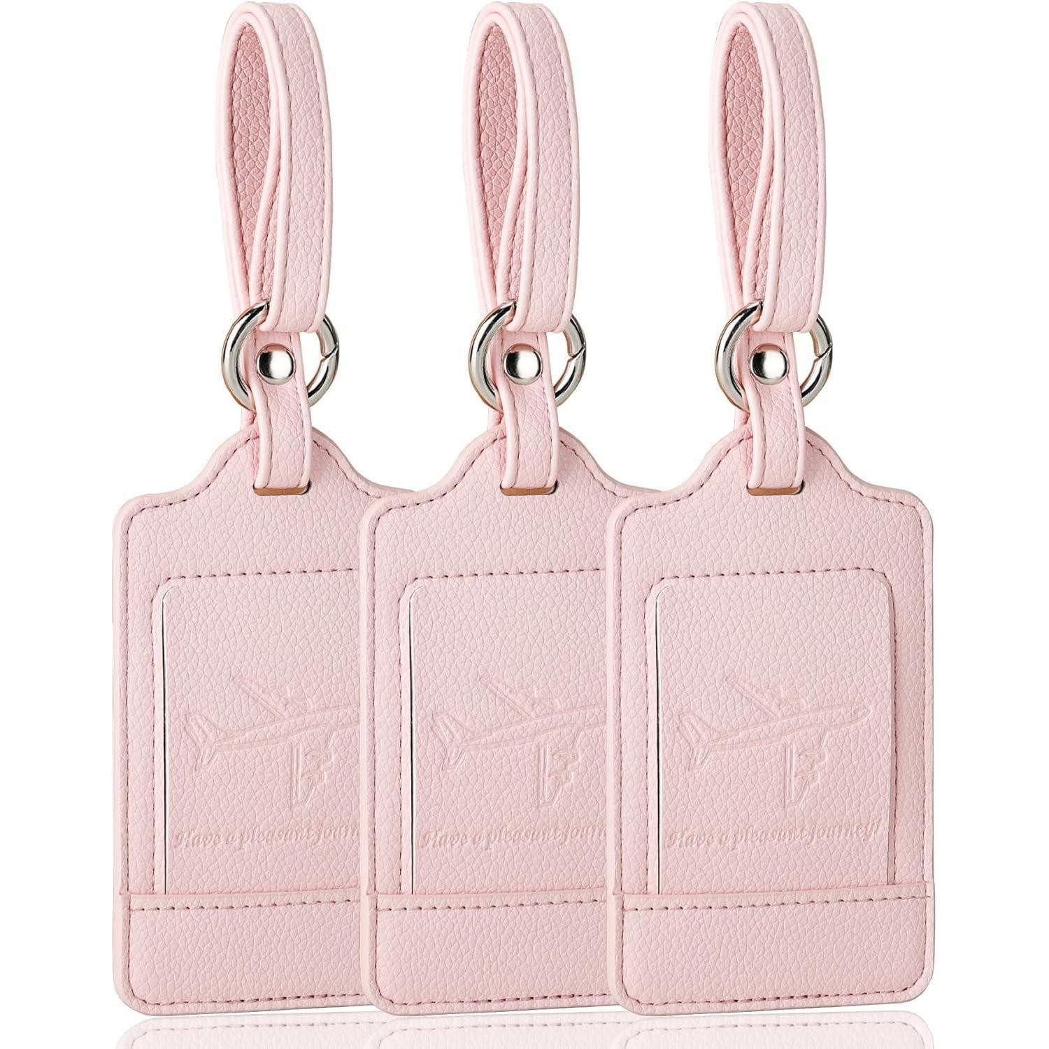 Gepäckanhänger Kofferanhänger PU Leder Adressschild Flugreise Lichee Licht Rosa