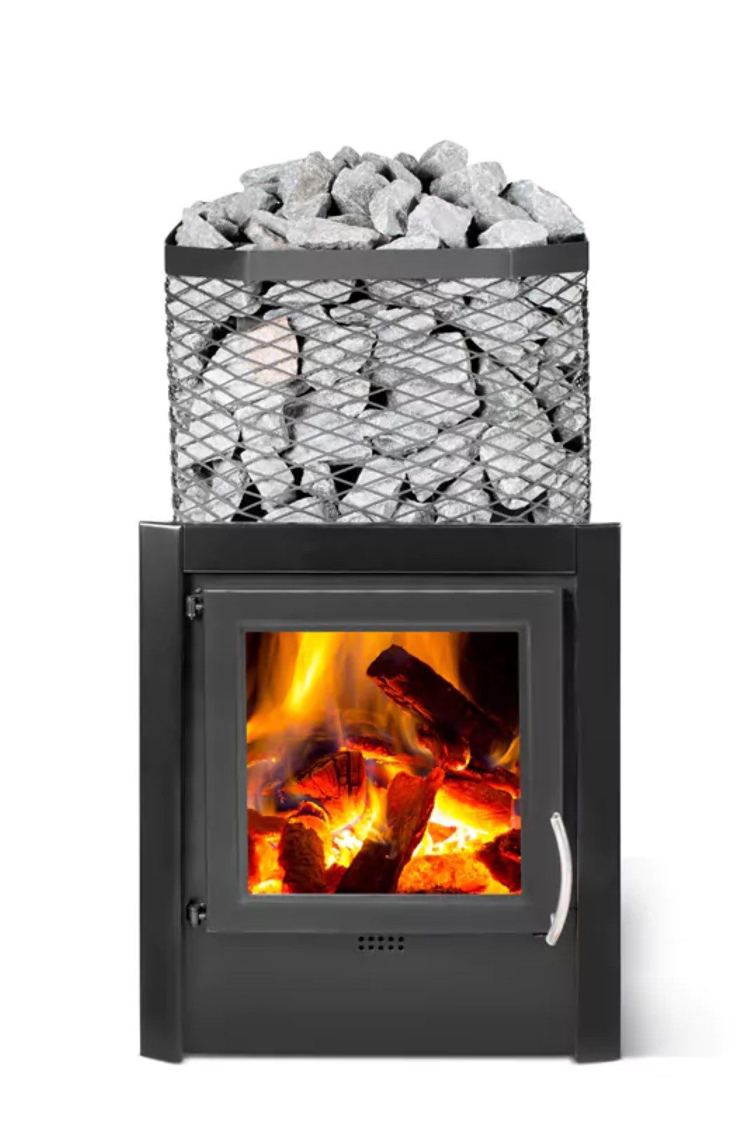 FinTec Saunaofen FinTec LEIF MH Holz-Saunaofen 11,8 kW mit Außenbefeuerung, 11.8 kW, Manuelle Steuerung, Holzbefeuerung; Gleichmäßige Wärmeverteilung; Aufgussbetrieb