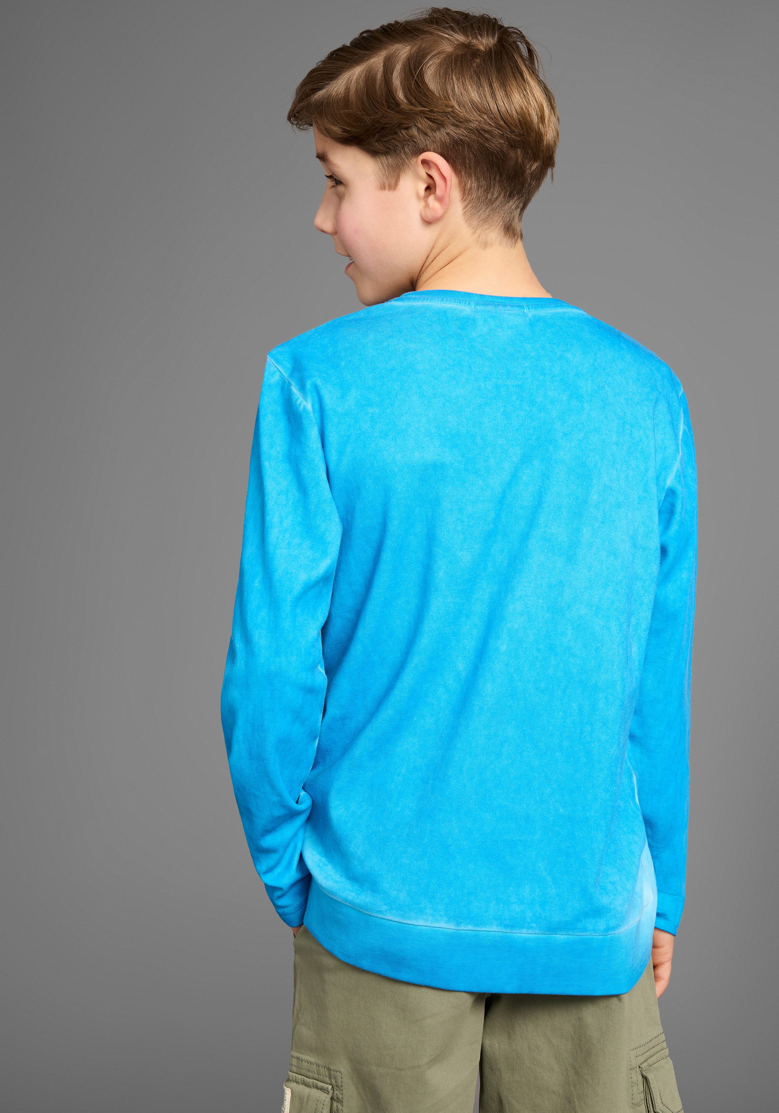 DELMAO Langarmshirt Modisch gewaschenes Shirt Trendwaschung günstig online kaufen