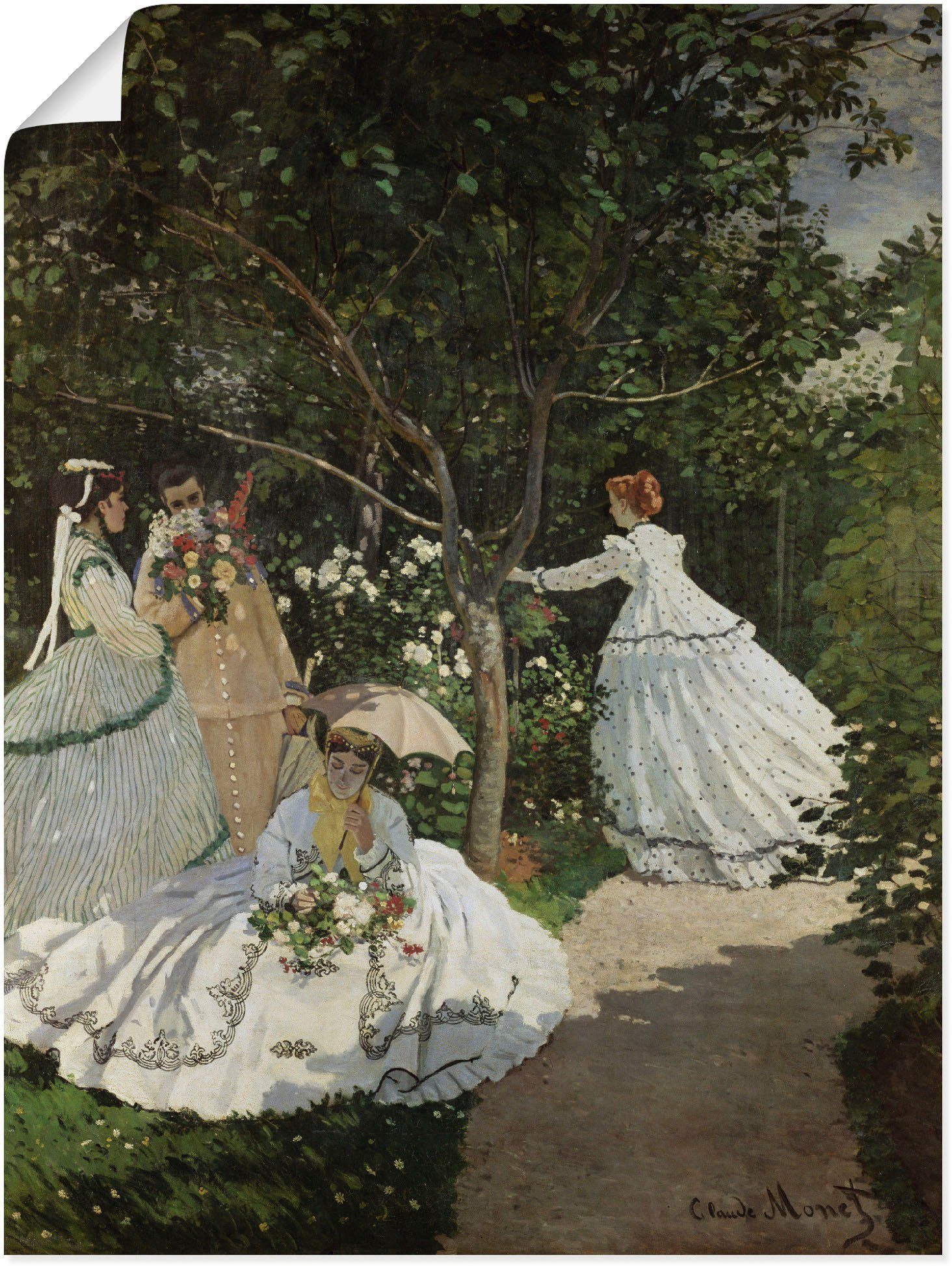 Artland Wandbild Damen im Garten in Ville d'Avray. 1867, Frau (1 St), als Alubild, Leinwandbild, Wandaufkleber oder Poster in versch. Größen