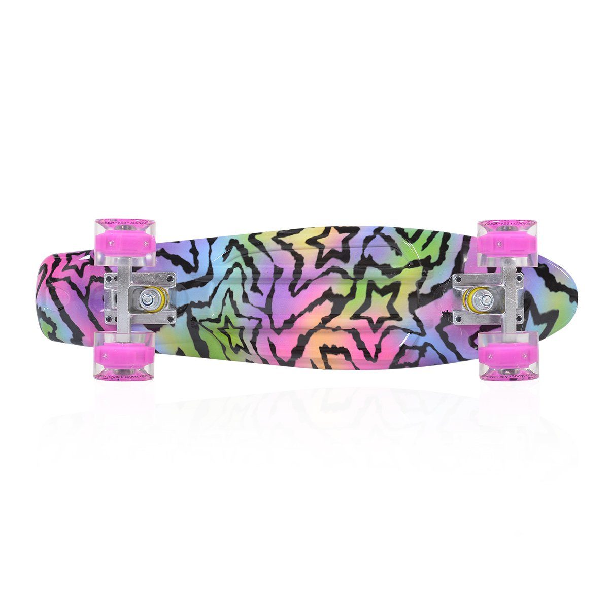 Byox Skateboard Kinder Skateboard Stars 22 Zoll, LED, 85A PU Rollen, ABEC 7, bis 85 kg