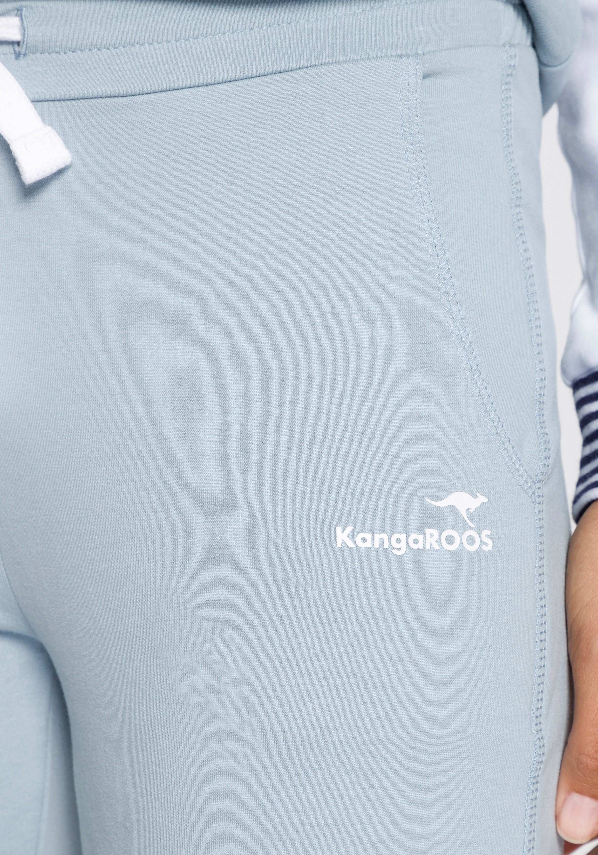 KangaROOS Jogginghose in graublau Logo-Druck mit 7/8-Länge