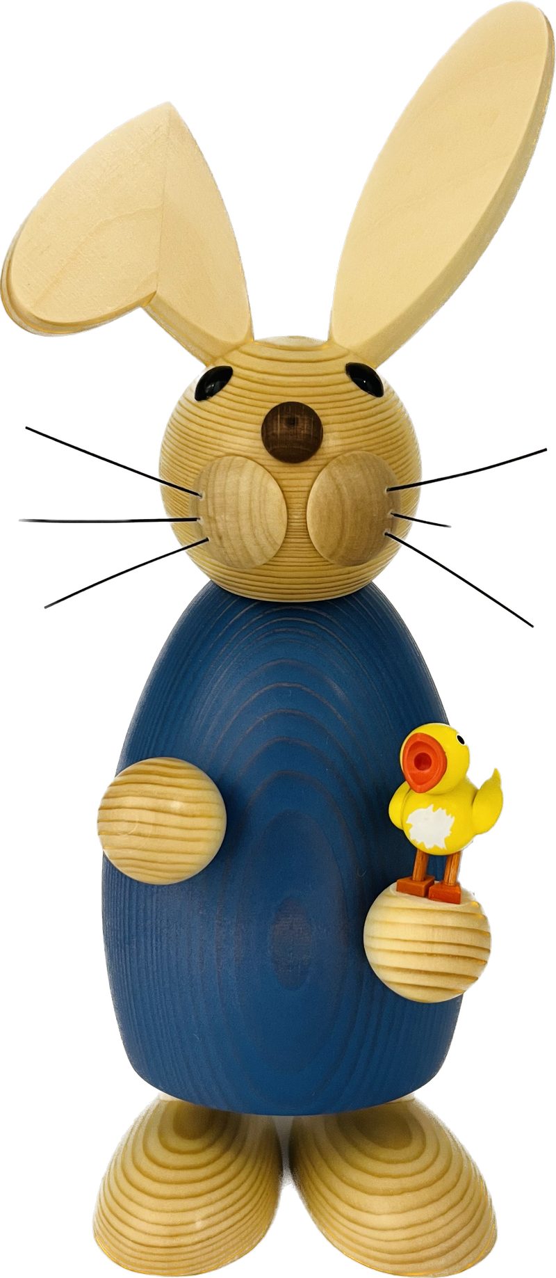 Richard Glaesser Osterhase blau mit Küken (32 cm), Hase aus Holz (Osterdeko), Handwerkskunst aus dem Erzgebirge