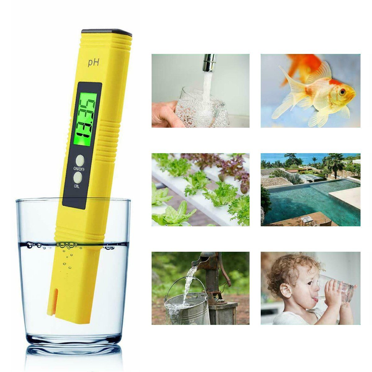 Bolwins Badethermometer L41C Digitales pH-Messgerät für Wasserqualität mit LCD-Anzeige, Tester, Einzelset 1-tlg., 1× digitales pH-Meter, 1× transparente Aufbewahrungsbox, Hohe Messgenauigkeit ±0,01 pH, automatische Temperaturkompensation
