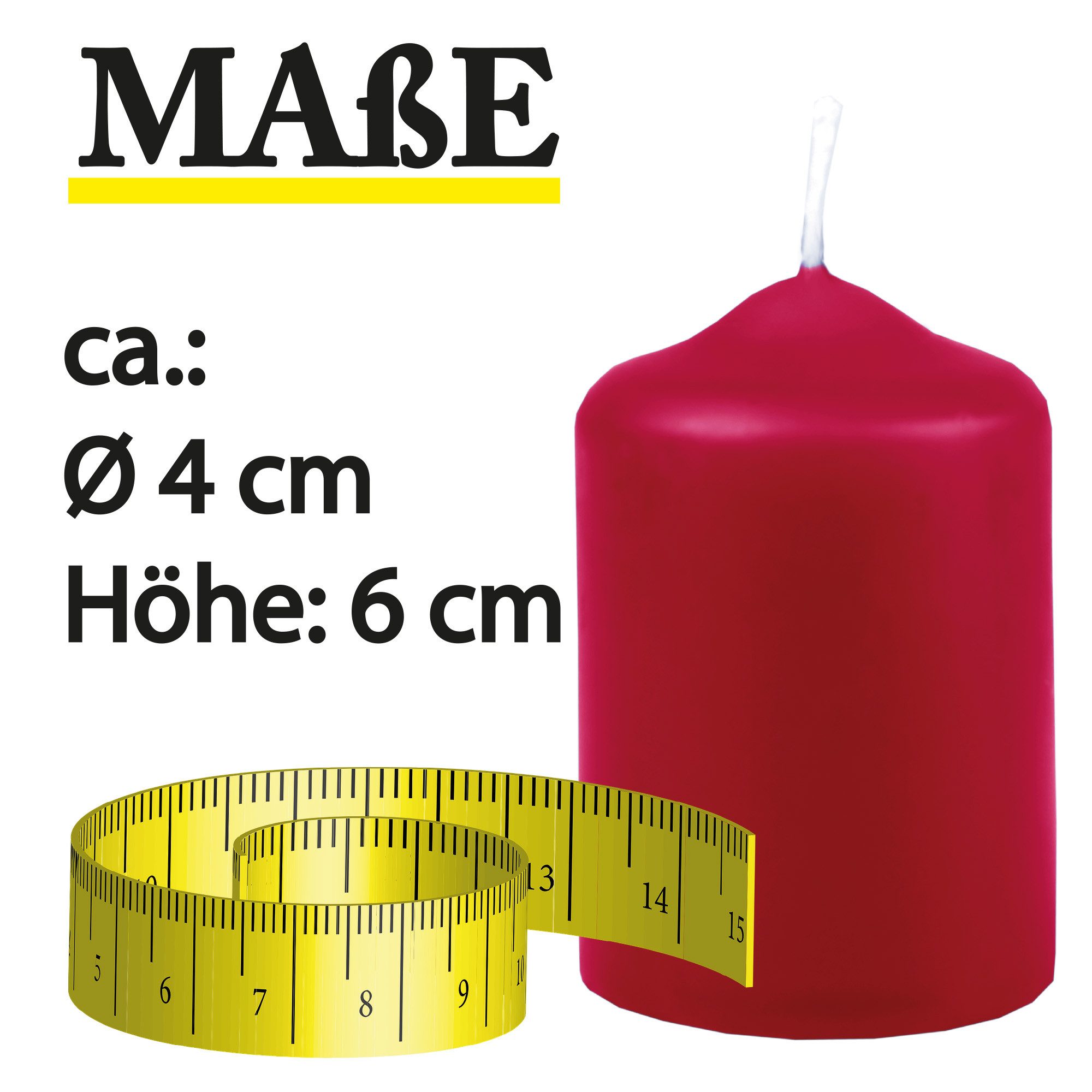 HS Candle Stumpenkerze aus Wachs (6-tlg., Dekolicht), Ø4xH6 cm Teelichtgröße, 7h Brenndauer je Kerze, Wachsmischung
