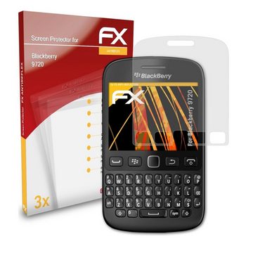 atFoliX Schutzfolie für Blackberry 9720, (3 Folien), Entspiegelnd und stoßdämpfend