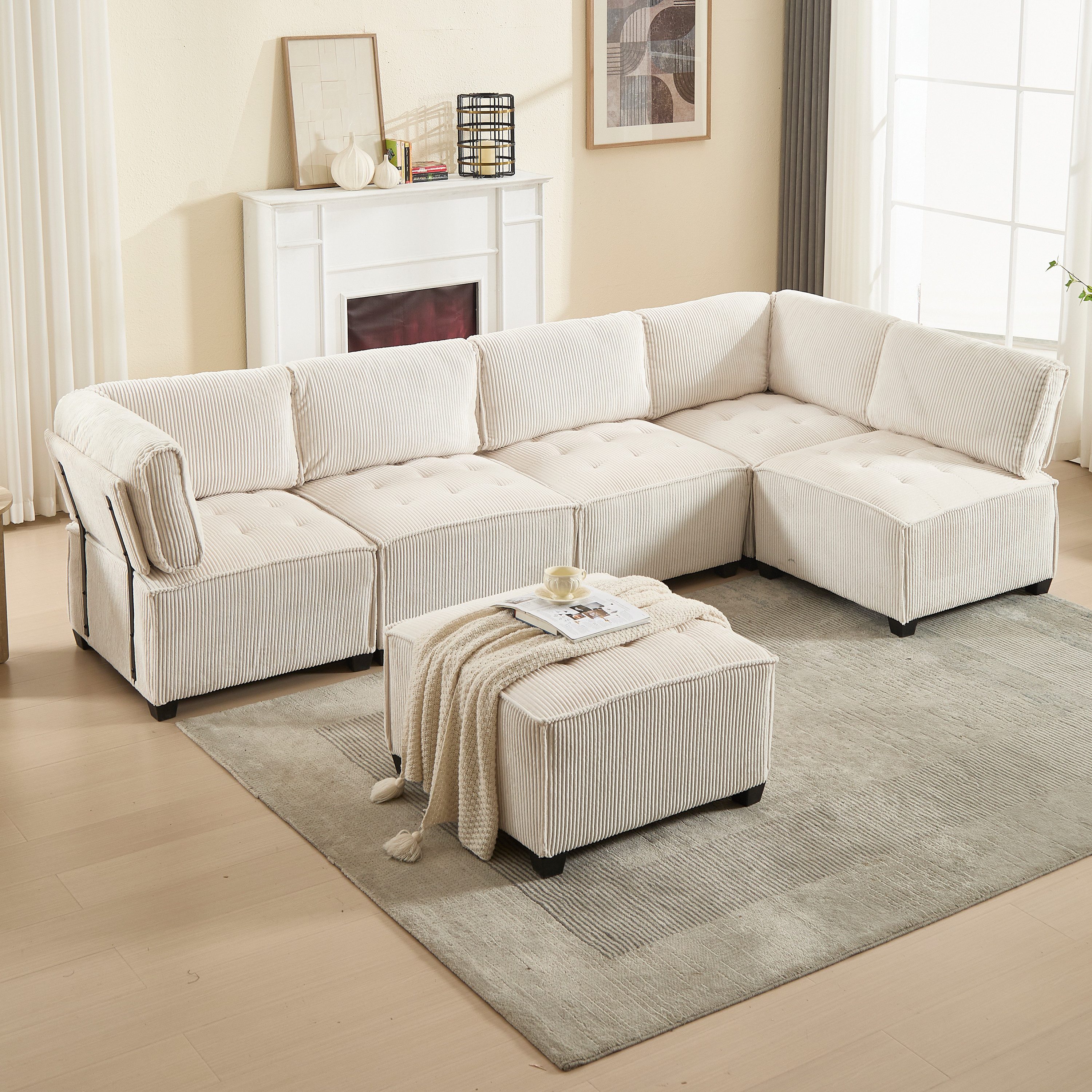 Odikalo Big-Sofa Lounge Schlafsofa 6-Sitzer-Sofa U/L-Form günstig online kaufen